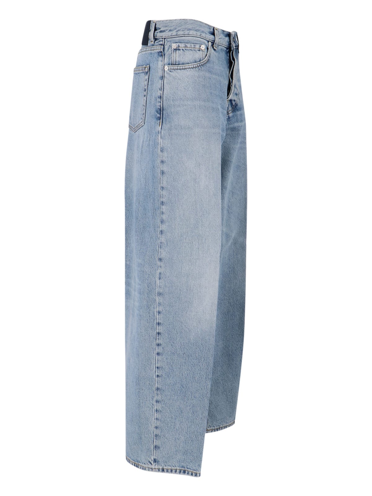 Haikure Straight Leg Trousers Belt Loops In Blue