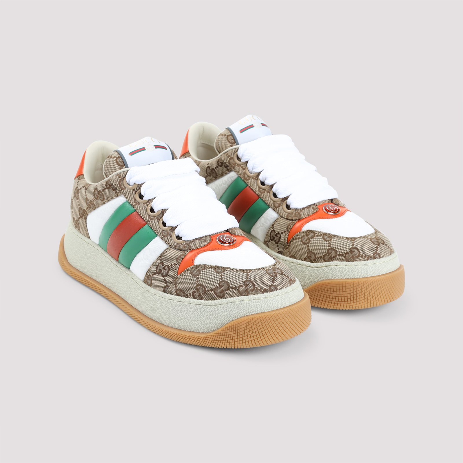 Shop Gucci Double Screener Sneakers In Gg To Gg
