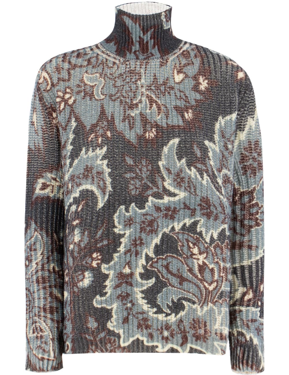 Shop Etro Jumper In Print On Blue Base