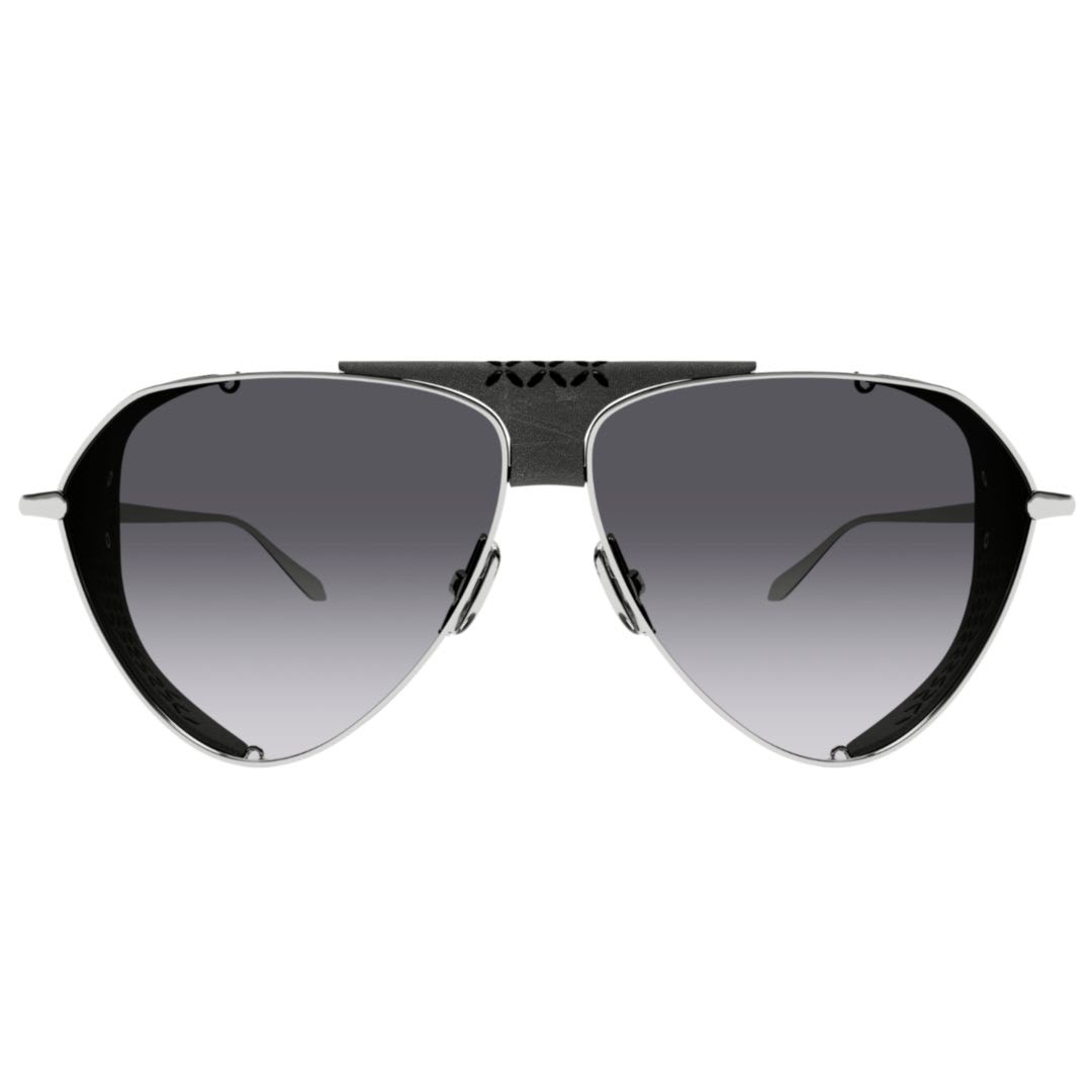 Alaïa Aviator-style Perforated Leather And Silver-tone Sunglasses In Black