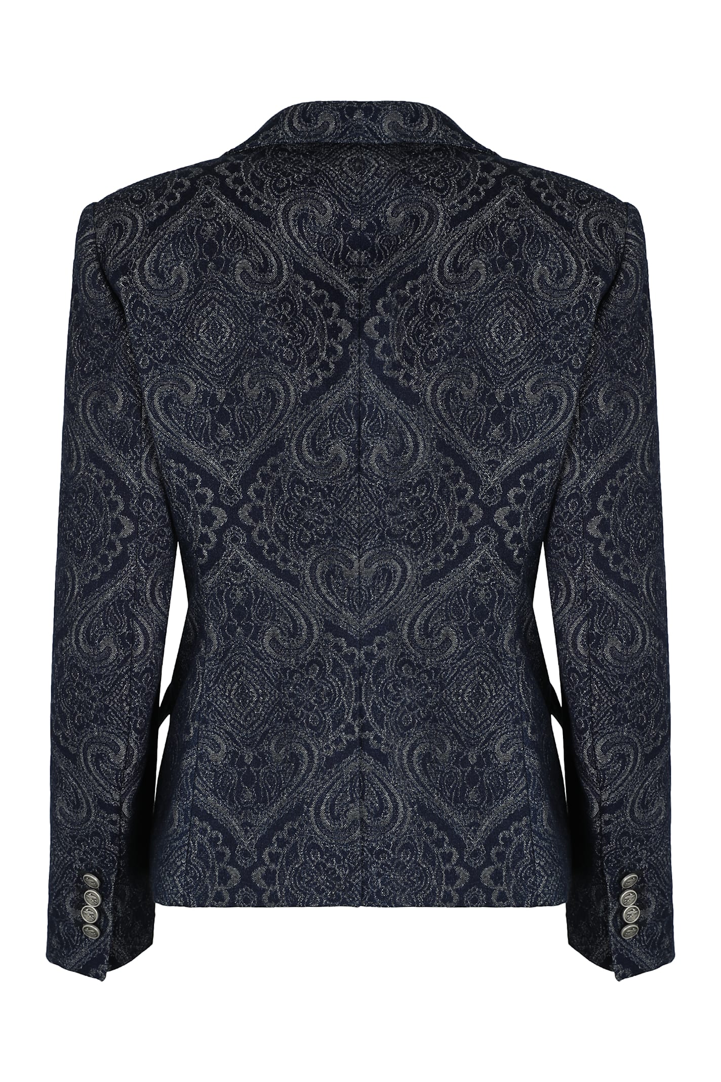 Etro Paisley-print Denim Blazer In Blue