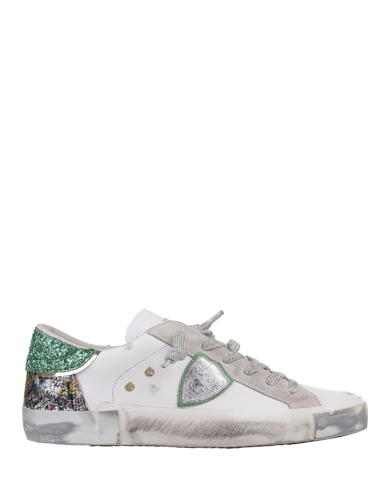 Shop Philippe Model Prsx Low Sneakers - White And Green