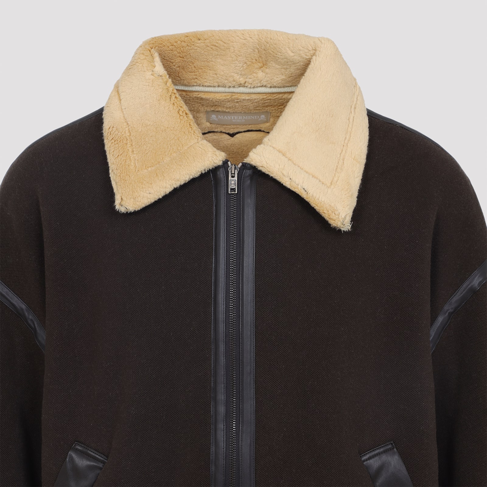 Mastermind Japan Brown Cotton Mutton Jacket With Embroidered Skull Detail In Brown
