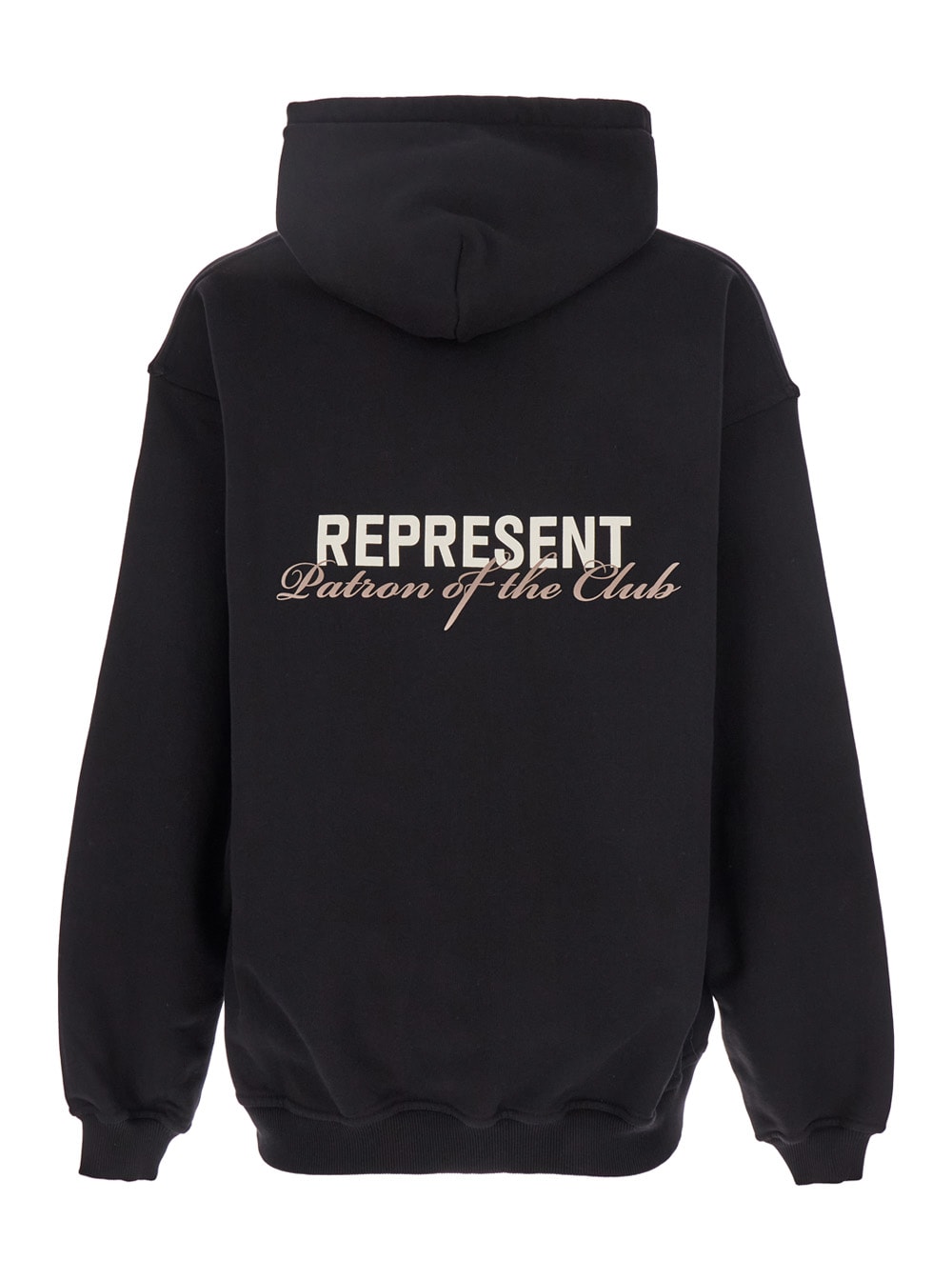 patron Of The Club Black Hoodie With Front And Back Logo Print In Cotton Man