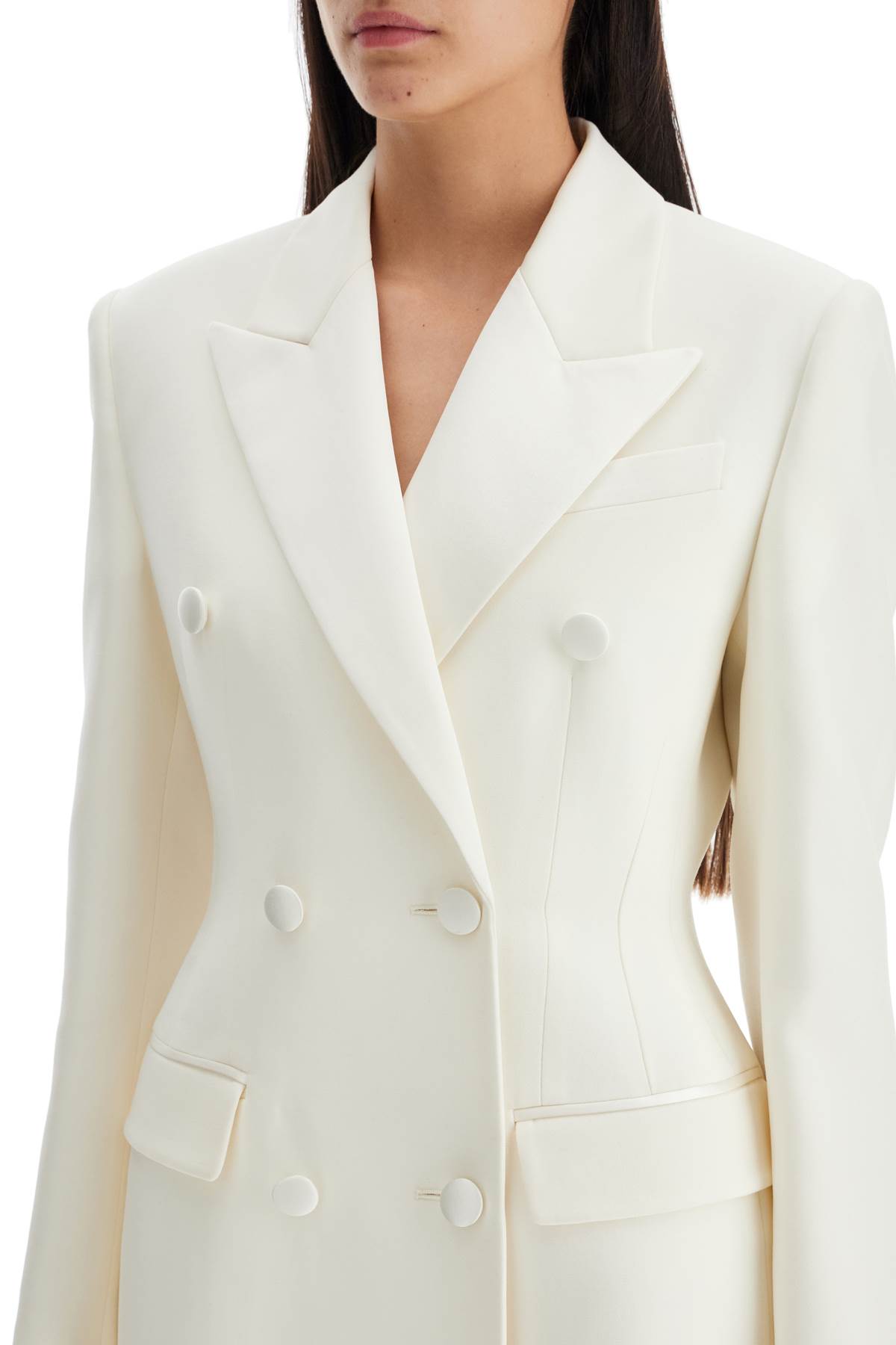 Shop Versace Long Hourglass Smoking Jacket With A Long In White (white)