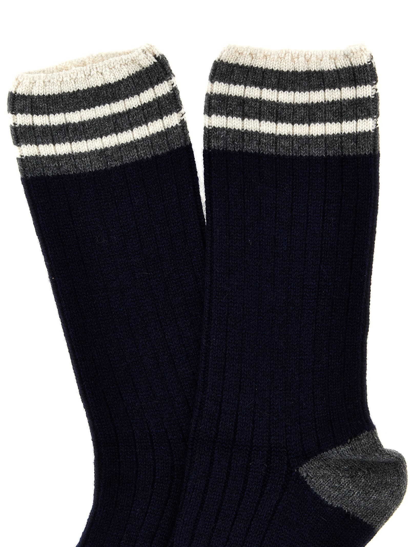 Shop Brunello Cucinelli Ribbed Socks In Multicolor