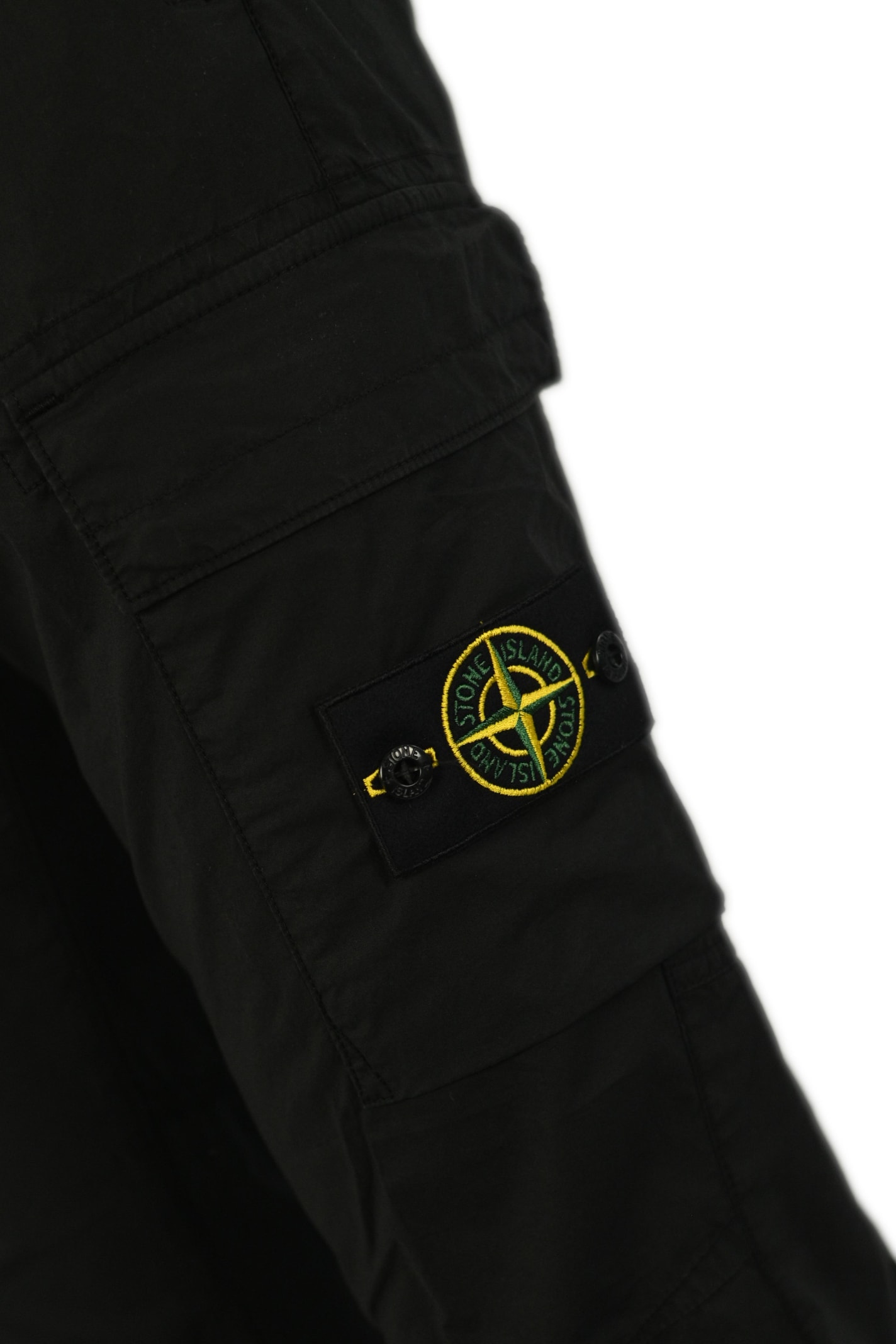 Shop Stone Island Cargo Trousers In Stretch Cotton Canvas 31303 In Black