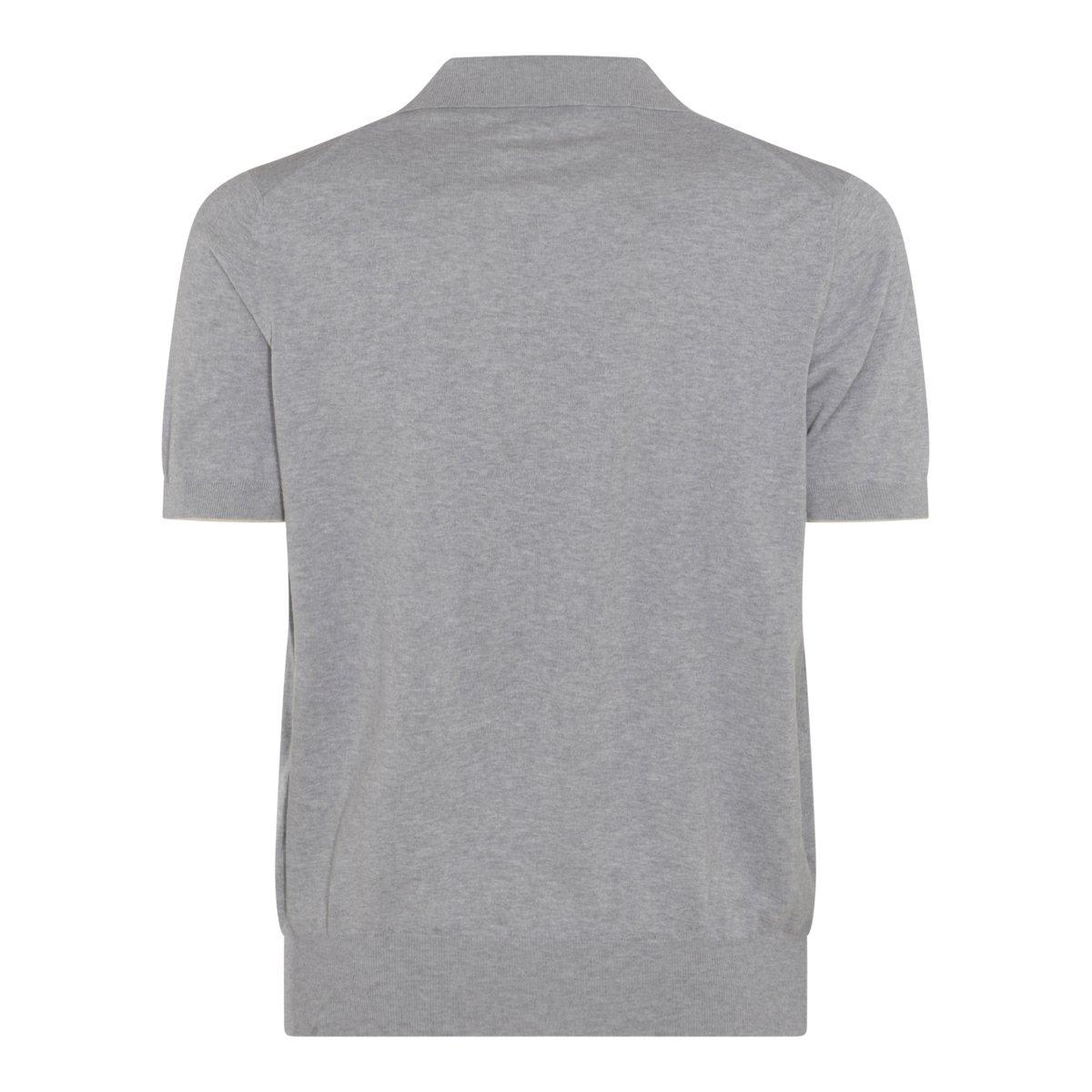 Shop Brunello Cucinelli Short-sleeved Fine-knitted Polo Shirt In Grey