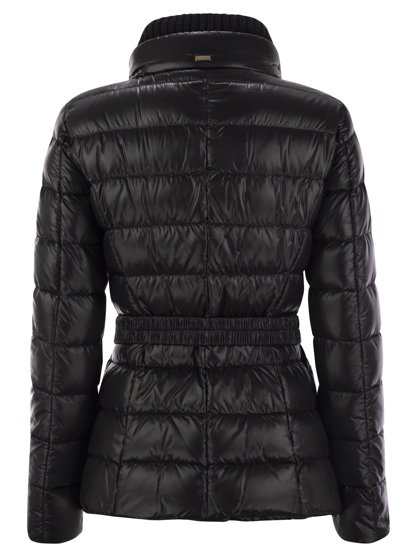Herno Women Ultralight Nylon Down Jacket With Belt In Black