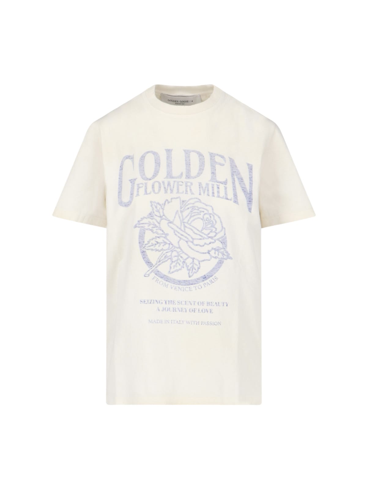 Shop Golden Goose Printed T-shirt In Crema