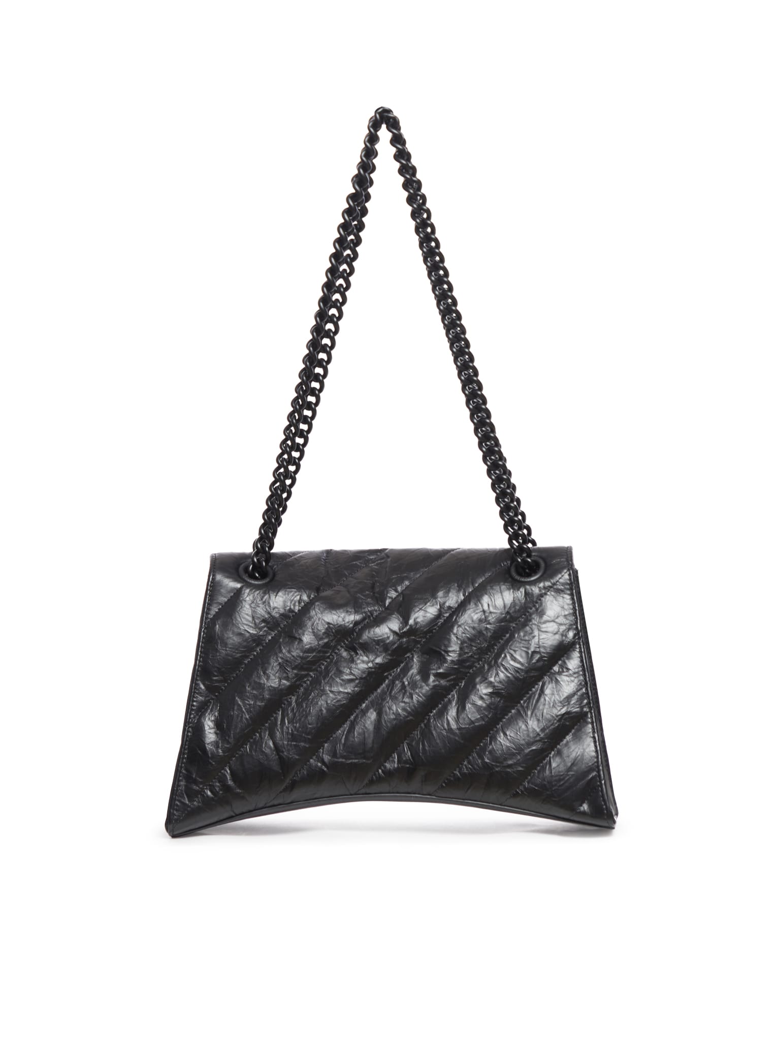 Shop Balenciaga Black Leather Medium Crush Shoulder Bag