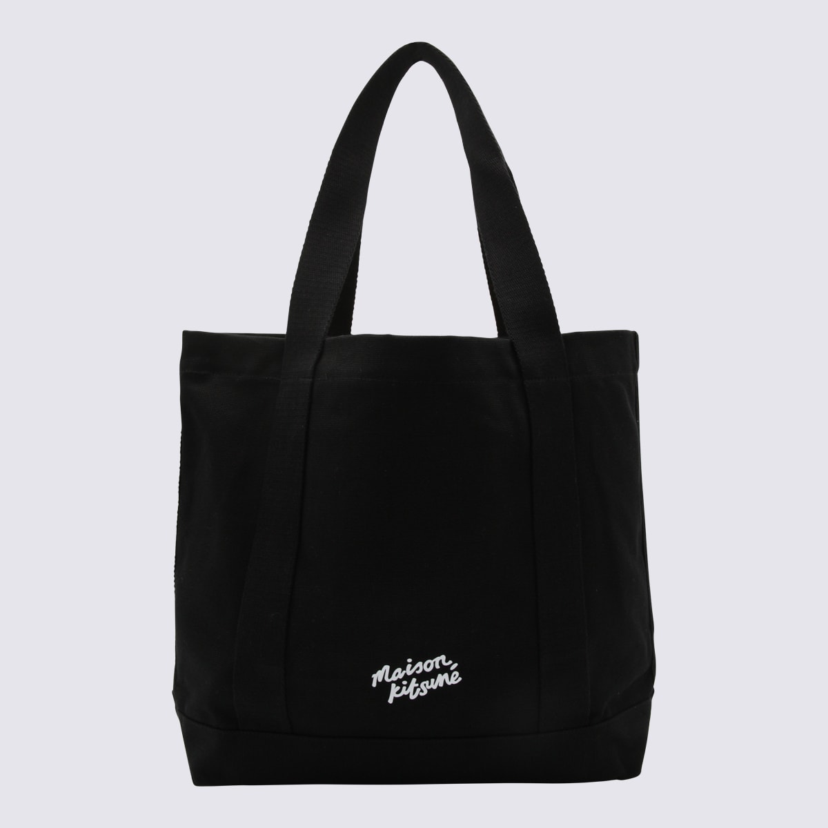 Shop Maison Kitsuné Black Cotton Fox Head Tote Bag