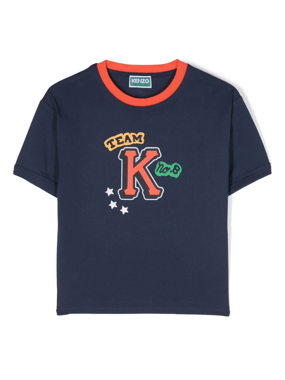 Kenzo Kids'  T-shirt Blu In Jersey Di Cotone Bambino