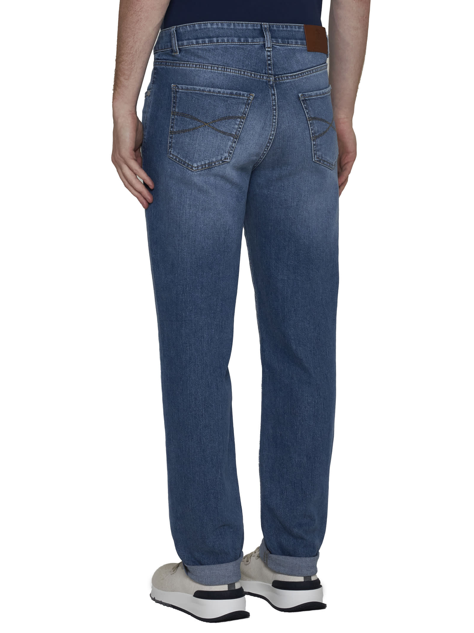 Brunello Cucinelli Rolled Cuff Denim Jeans In Denim Chiaro Old