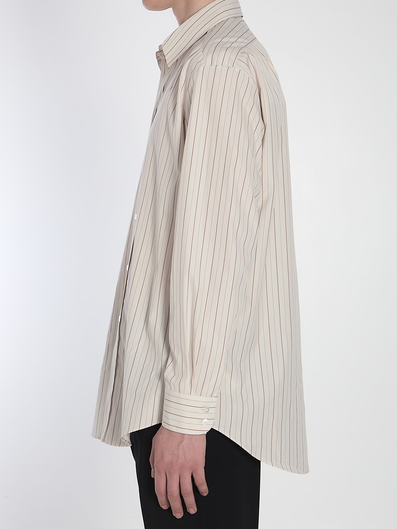 The Row Luigi Striped Shirt In White