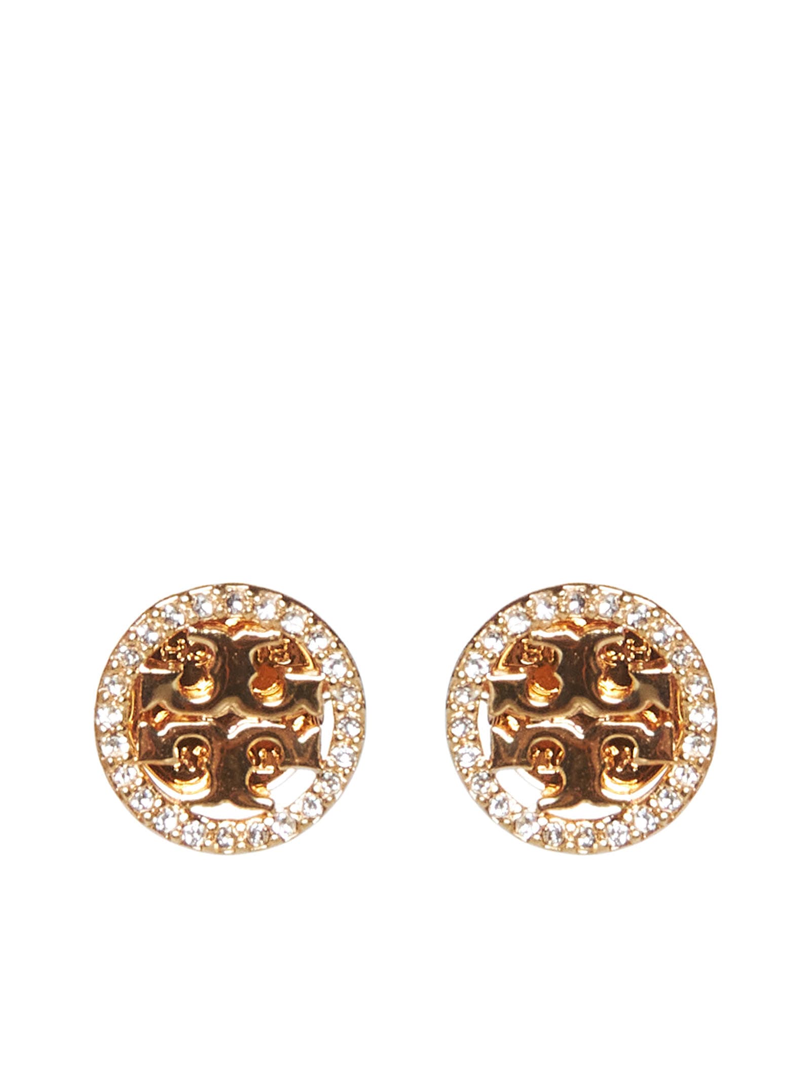 Shop Tory Burch Earrings In Tory Gold / Crystal