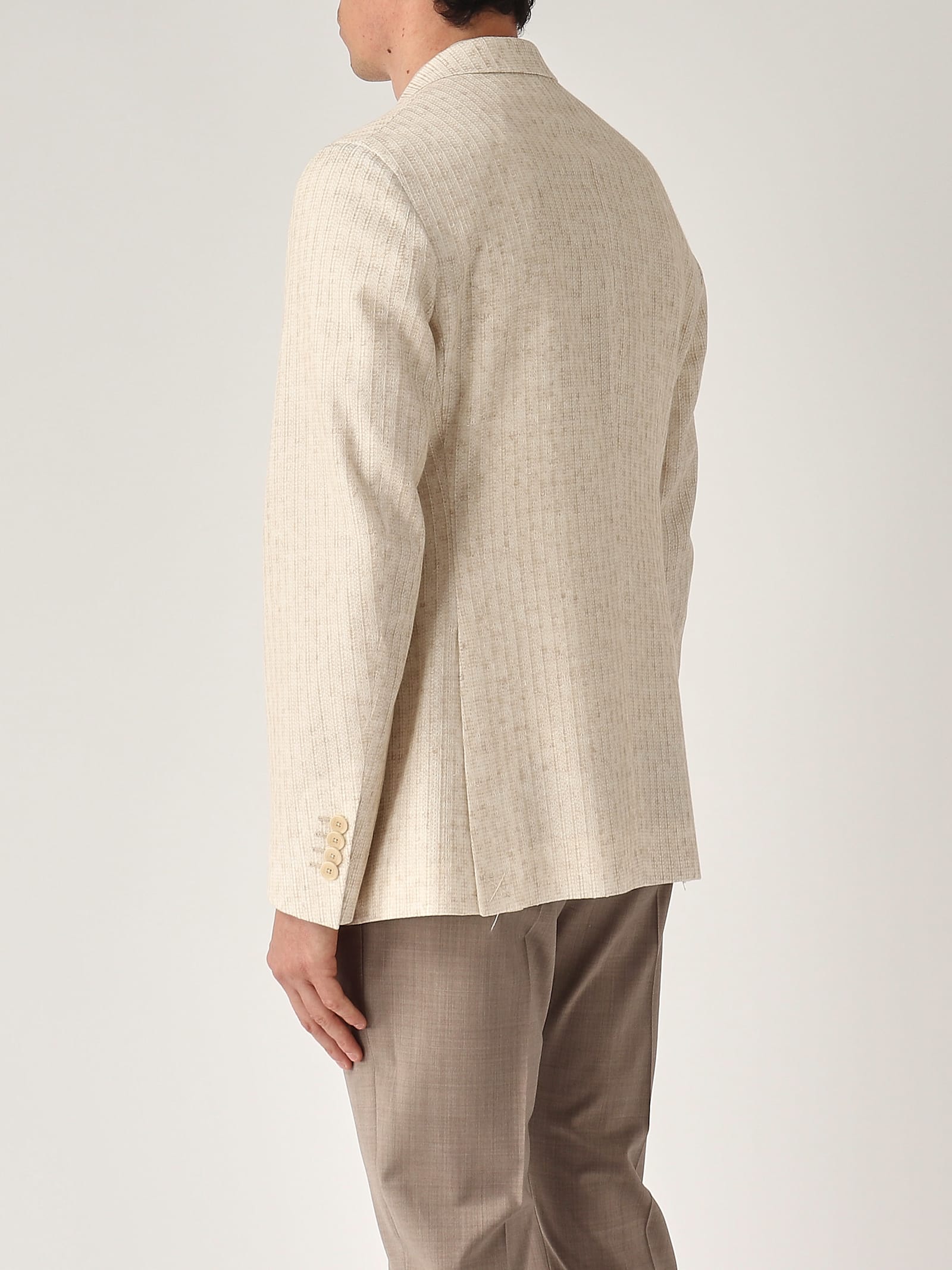 Etro Patterned Blazer With Pockets And Lapel In Beige