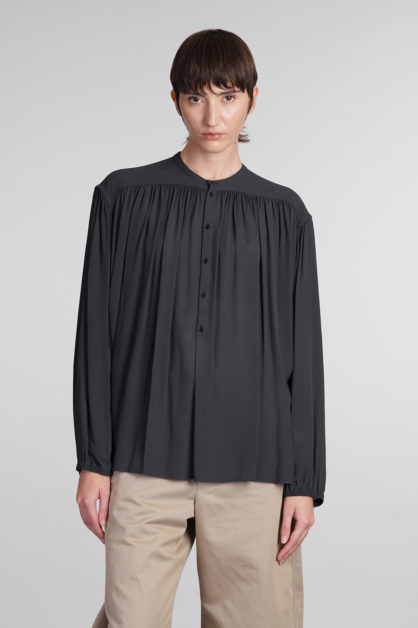 Shop Lemaire Blouse In Blue Viscose