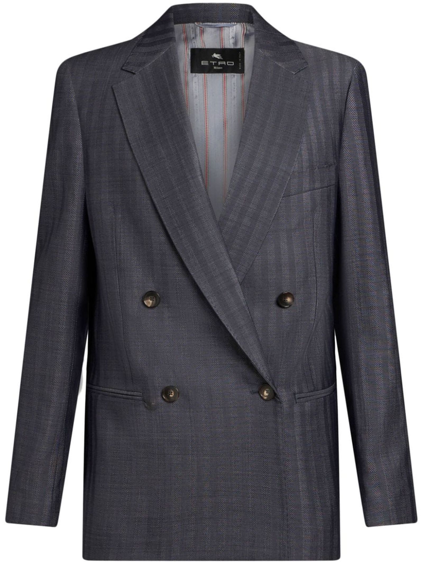 Shop Etro Dark Grey Wool Jacket