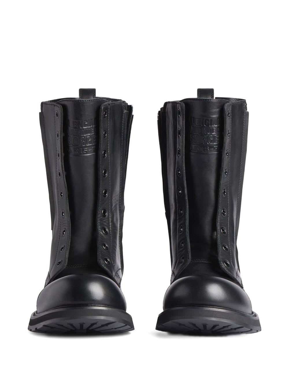 Balenciaga Rugged Leather Ankle Boots With Chunky Sole In Black