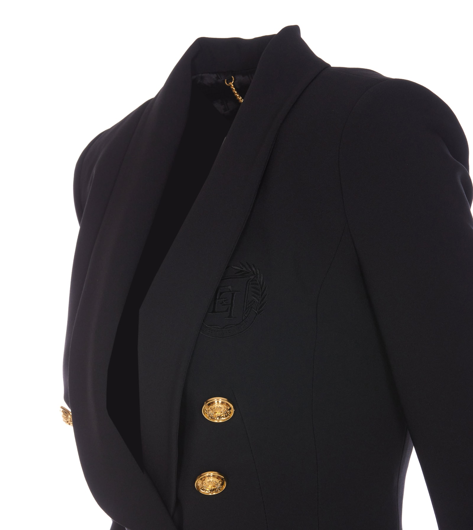 Shop Elisabetta Franchi Double Breasted Blazer In Black