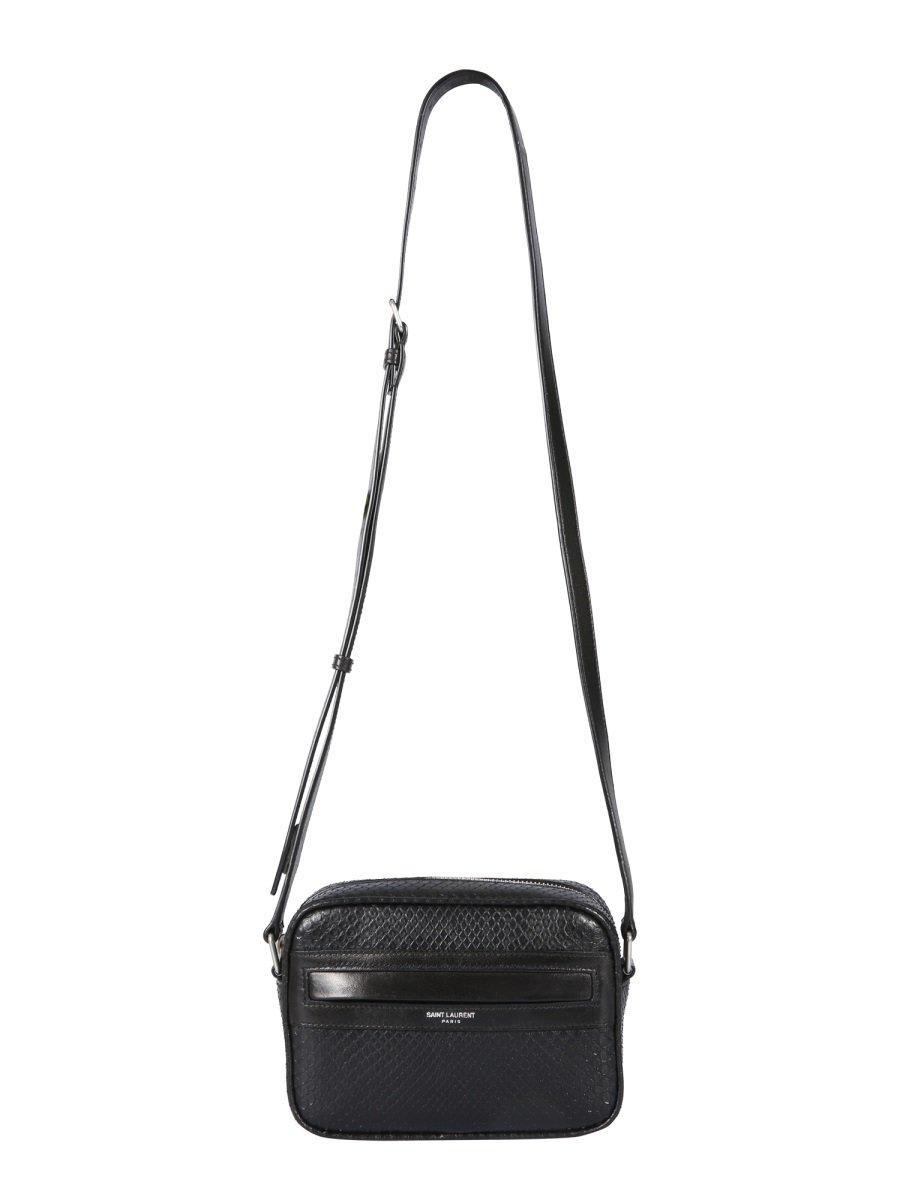 Shop Saint Laurent Logo Detailed Zip-up Shoulder Bag In Black