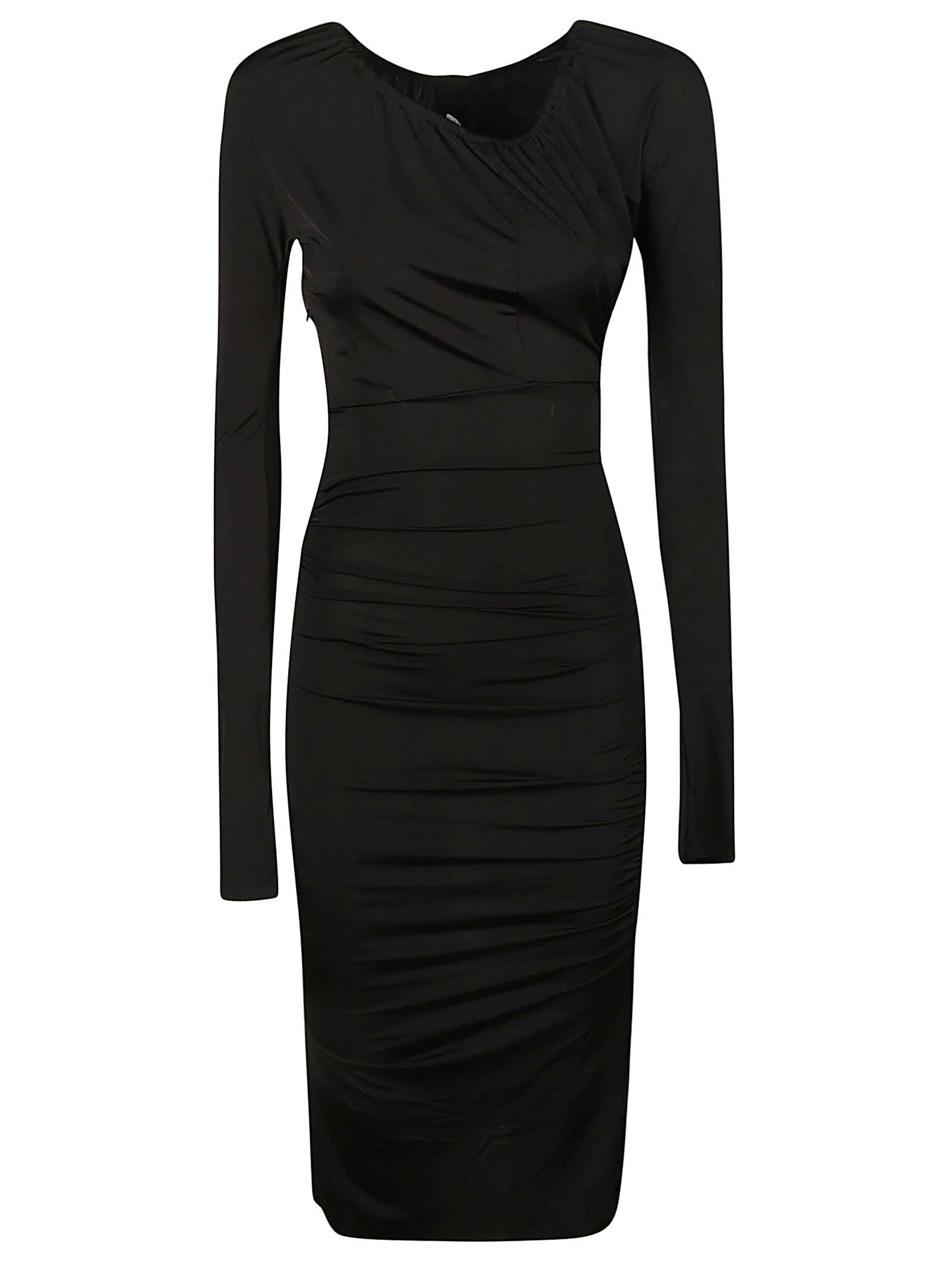 Victoria Beckham Ruched Body-con Midi Dress In Black