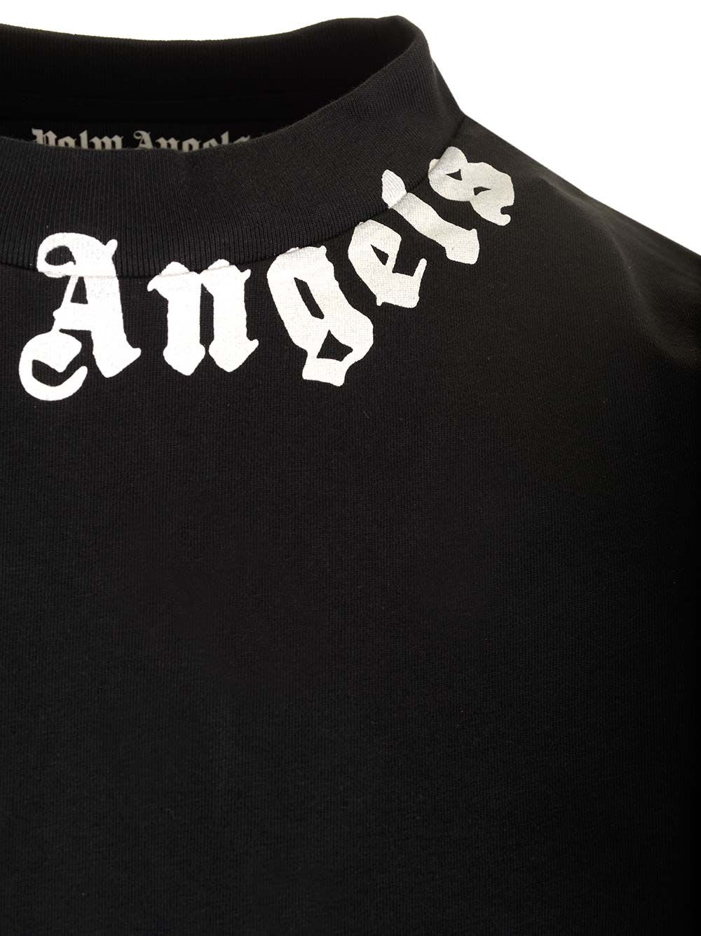 Shop Palm Angels Neck Logo T-shirt In Nero