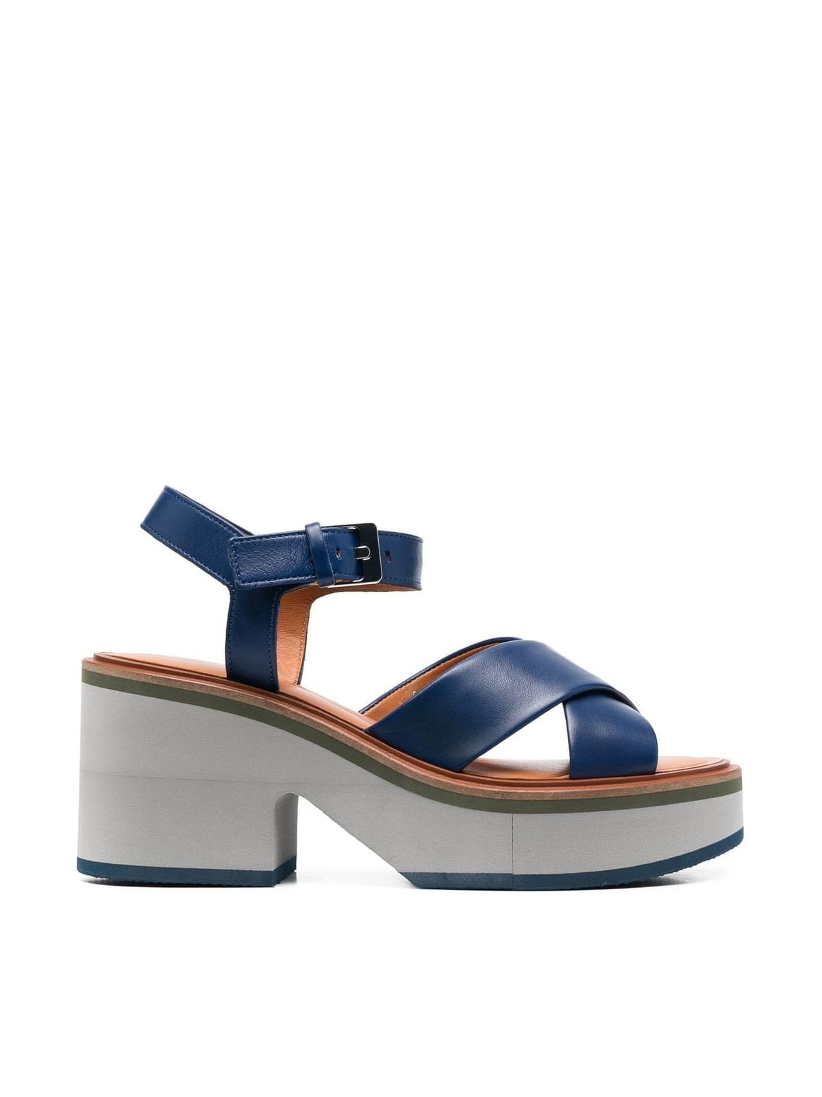Shop Clergerie Charline9 Criss Cross Sandal With Closure At The Ankles In Navy Nap