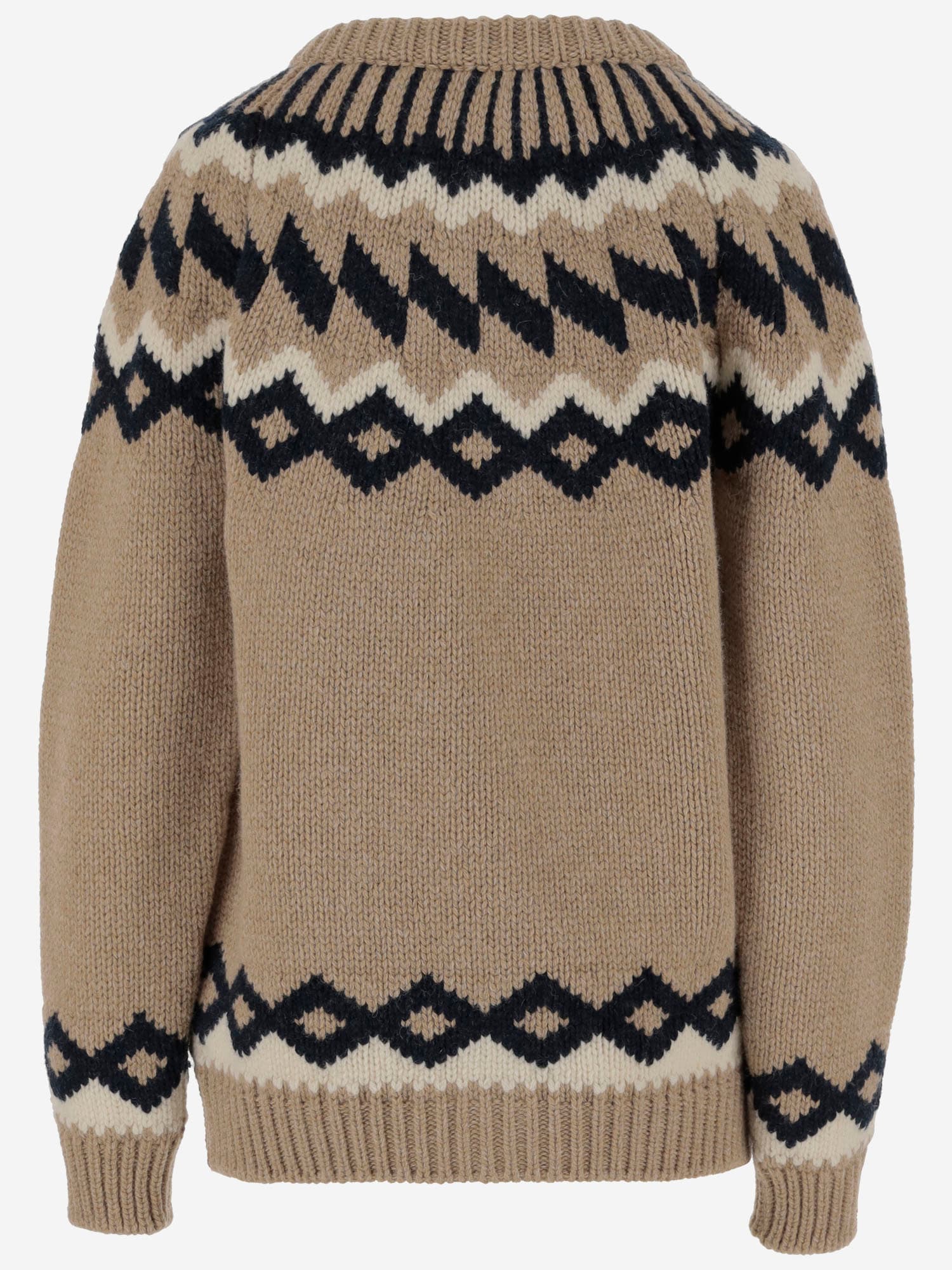 Shop N°21 Fair Isle Wool Cardigan With Geometric Pattern In Red