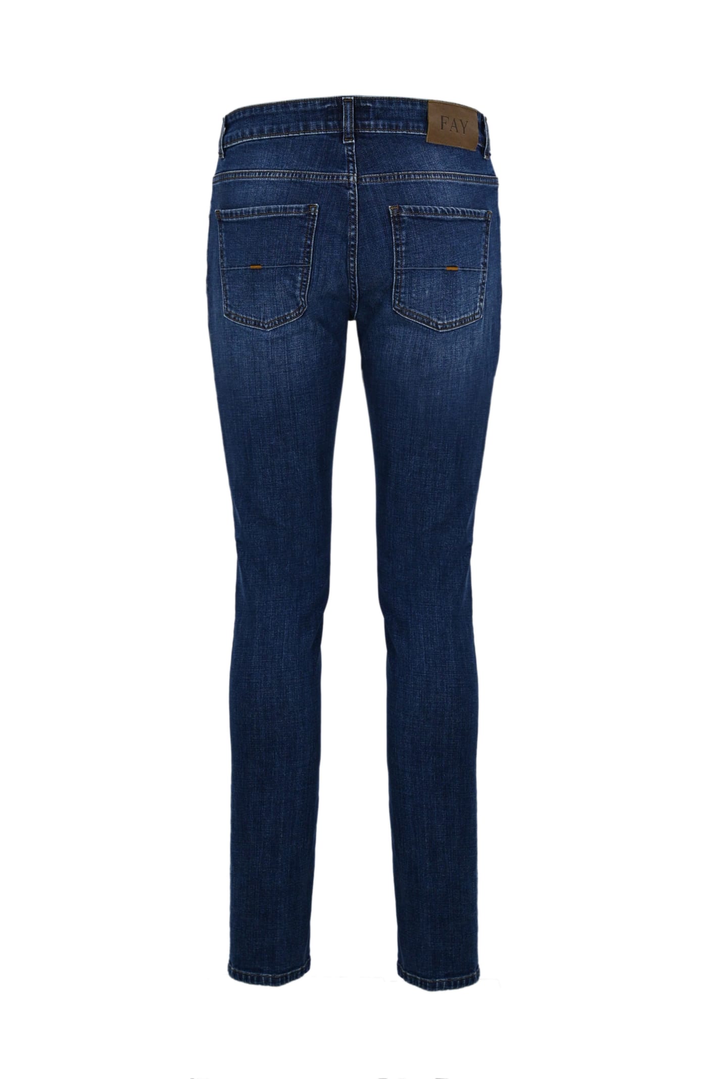 Shop Fay 5 Pocket Denim Trousers In Blu Royal