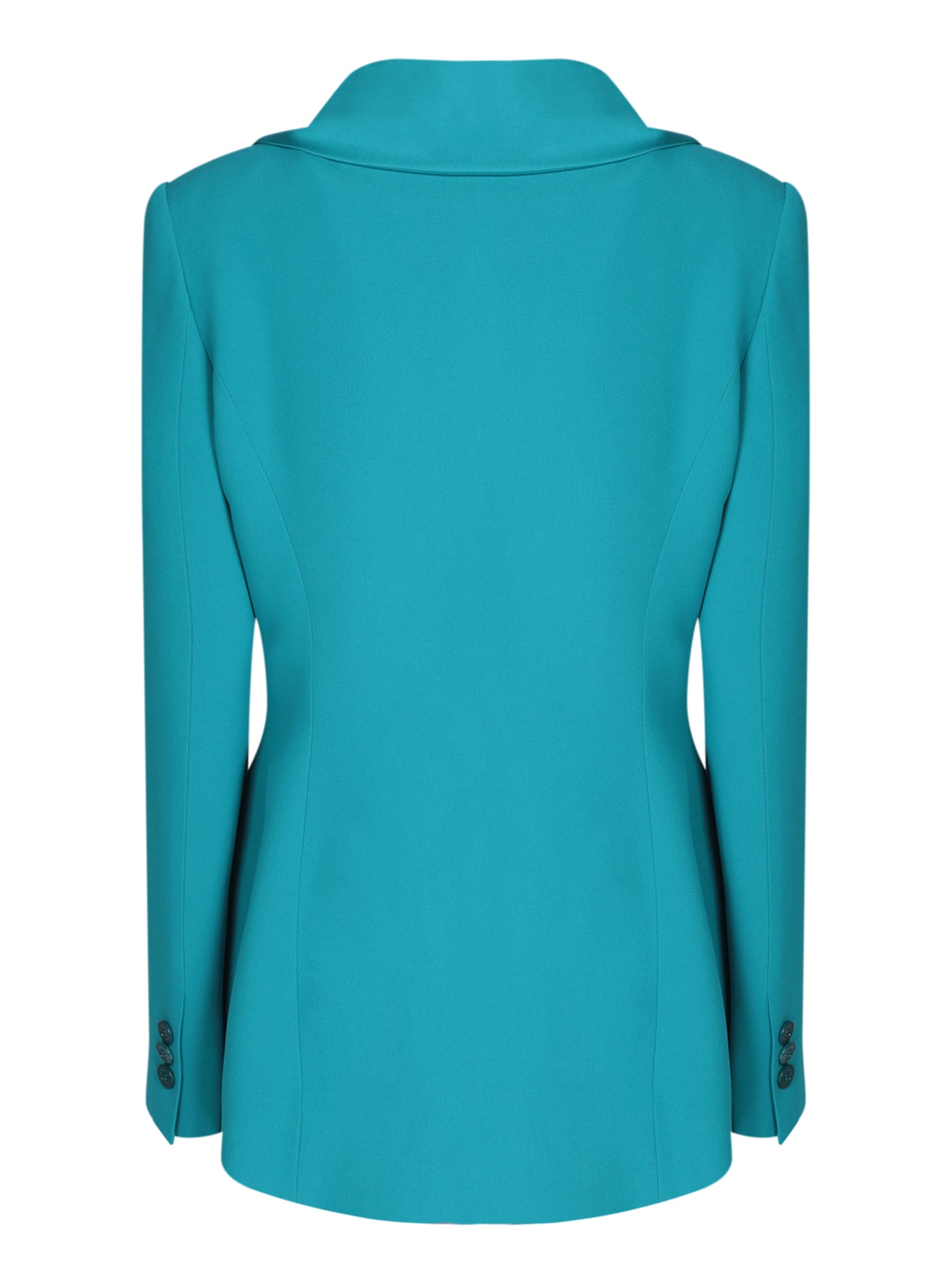 Shop Alberta Ferretti Rouche Enver Satin Turquoise Jacket In Blue