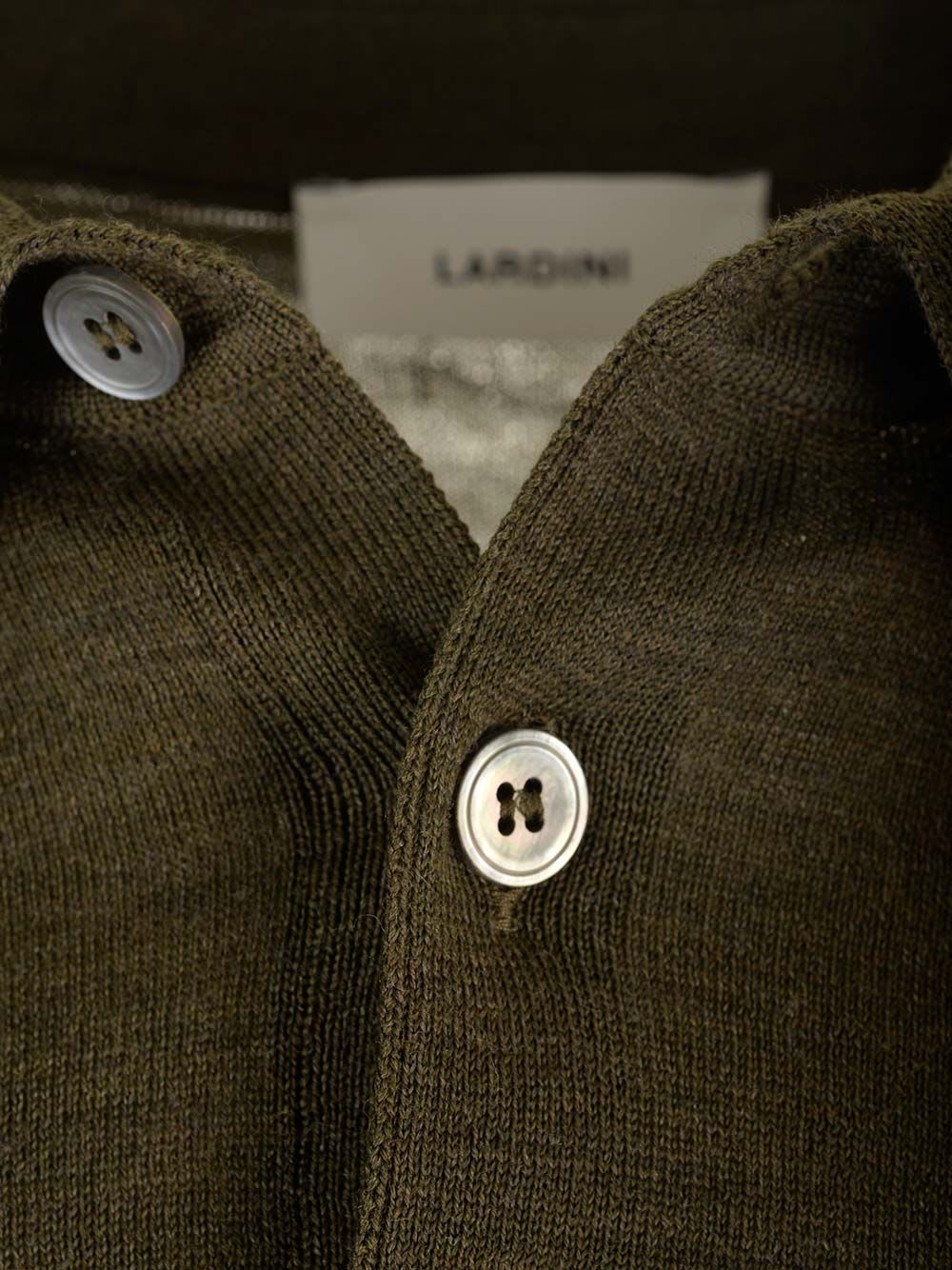 Shop Lardini Green Wool Long-sleeved Polo Shirt