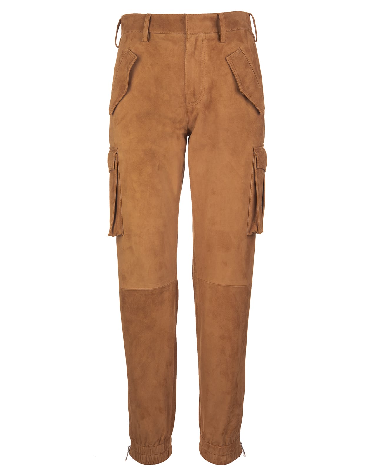 Ermanno Scervino Woman Cargo Pants In Light Brown Suede Leather