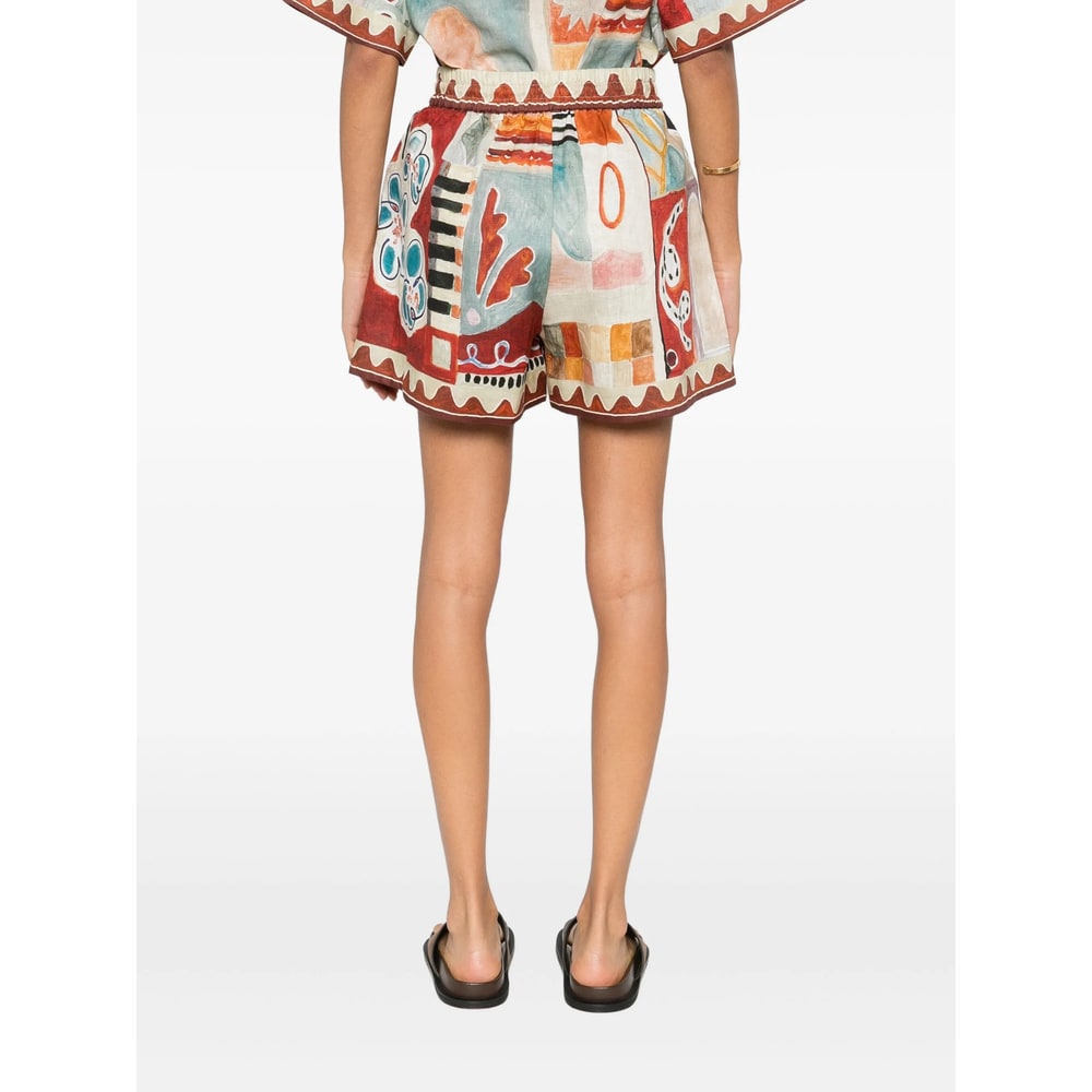 Alemais Michelle Abstract-print Shorts In Multi