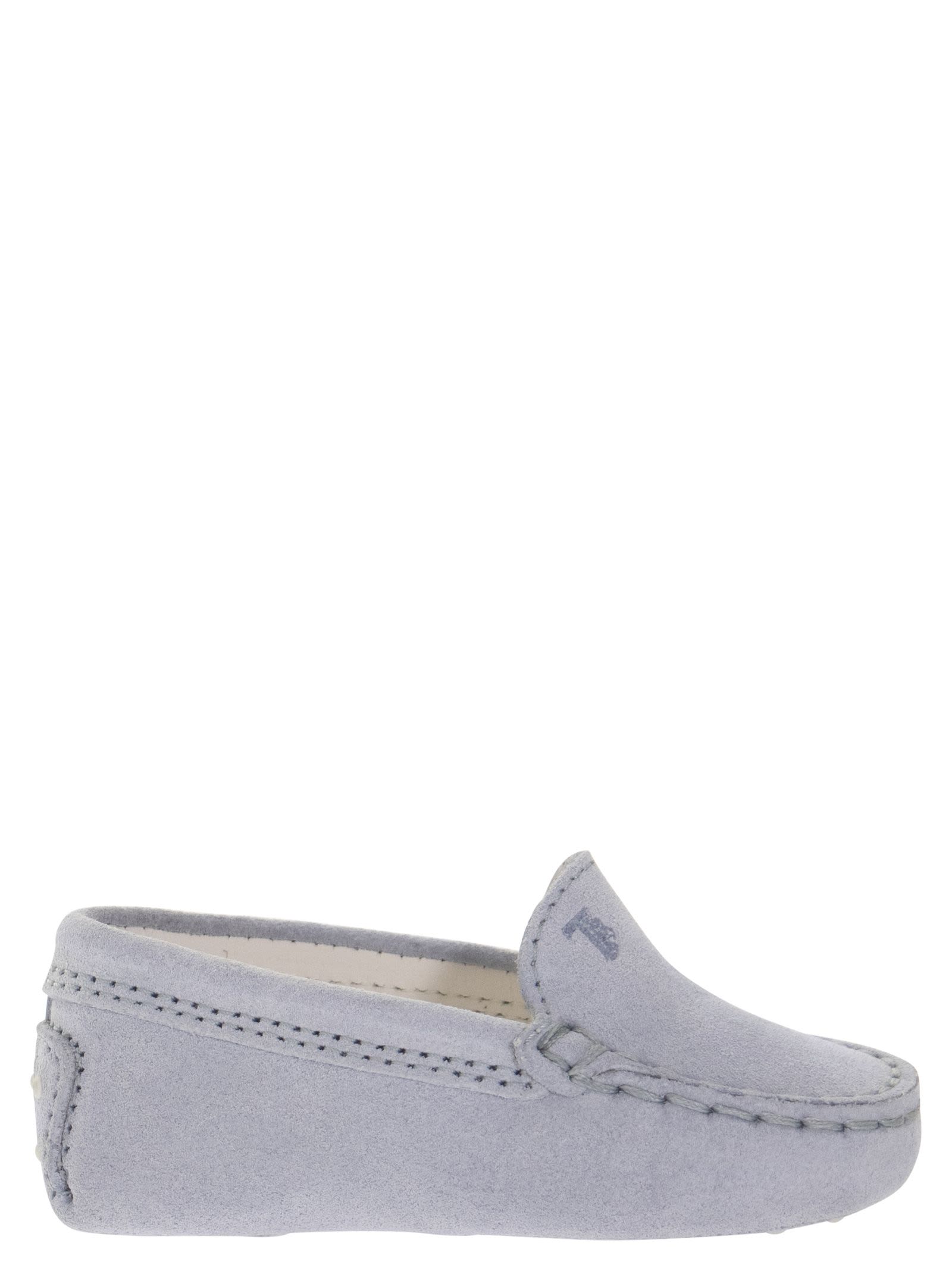 Tod's Kids' Gommino Suede Loafer In Light Blue