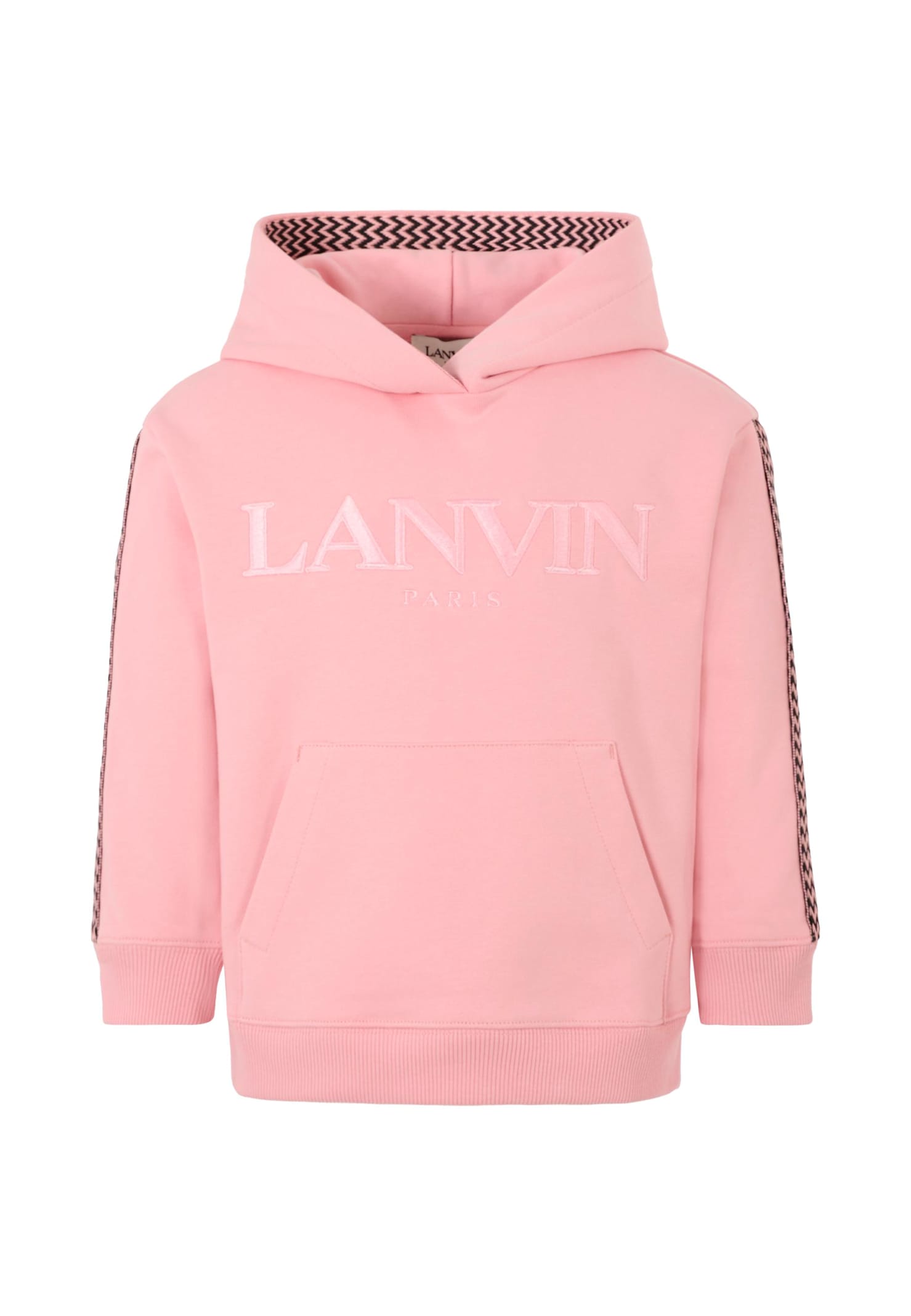 Lanvin Pink Sweatshirt For Girl With Logo In Multi