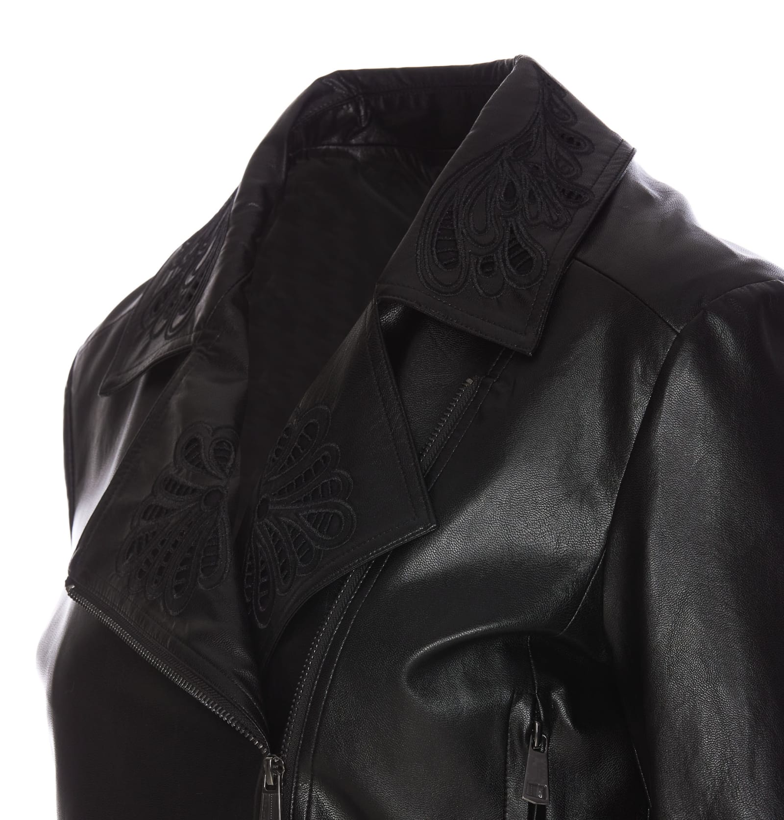 Shop Twinset Faux Leather Jacket In Nero