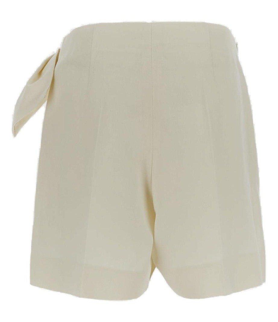 Shop Chloé Bow-detailed High-rise Shorts In White