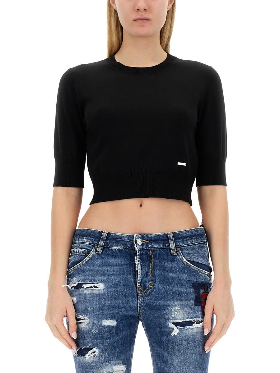 Shop Dsquared2 Cropped Shirt In Black