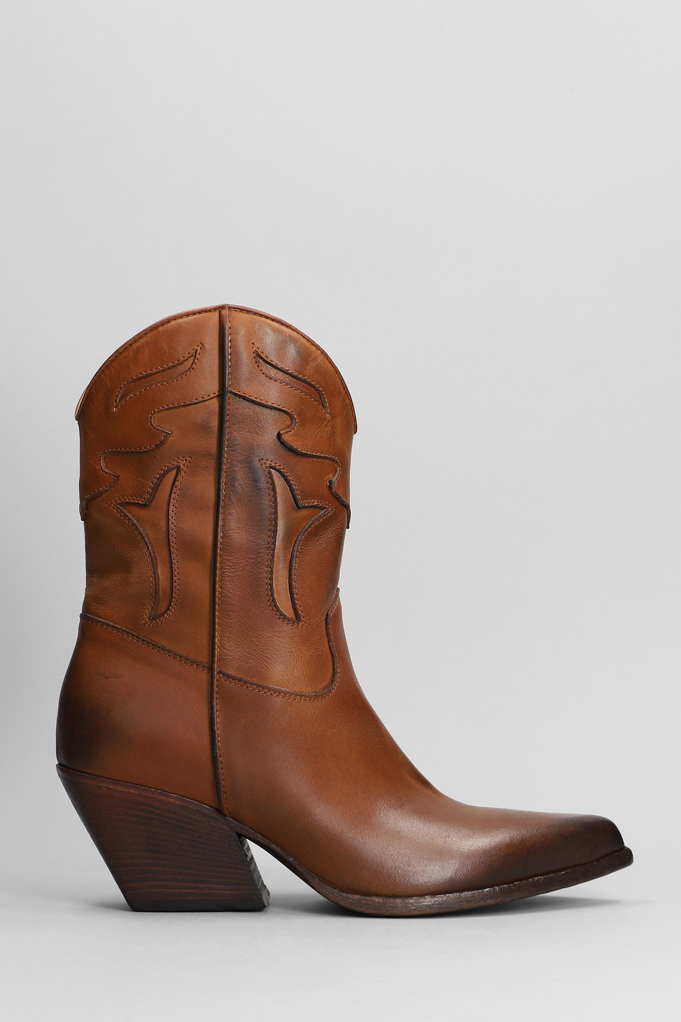 Elena Iachi Texan Ankle Boots In Leather Colour Leather