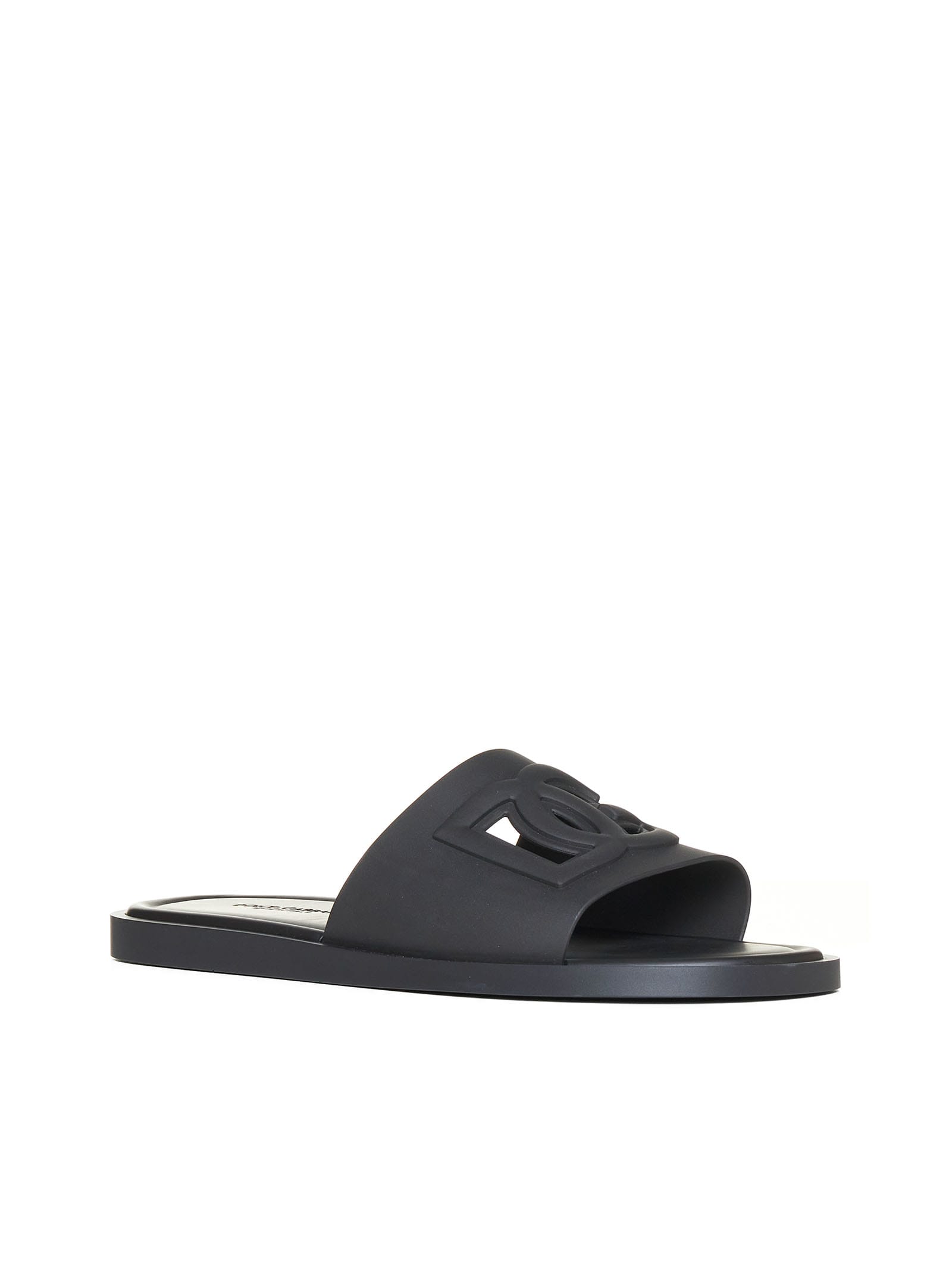 Dolce & Gabbana Sandals Slides With Cut-out Detail In Black