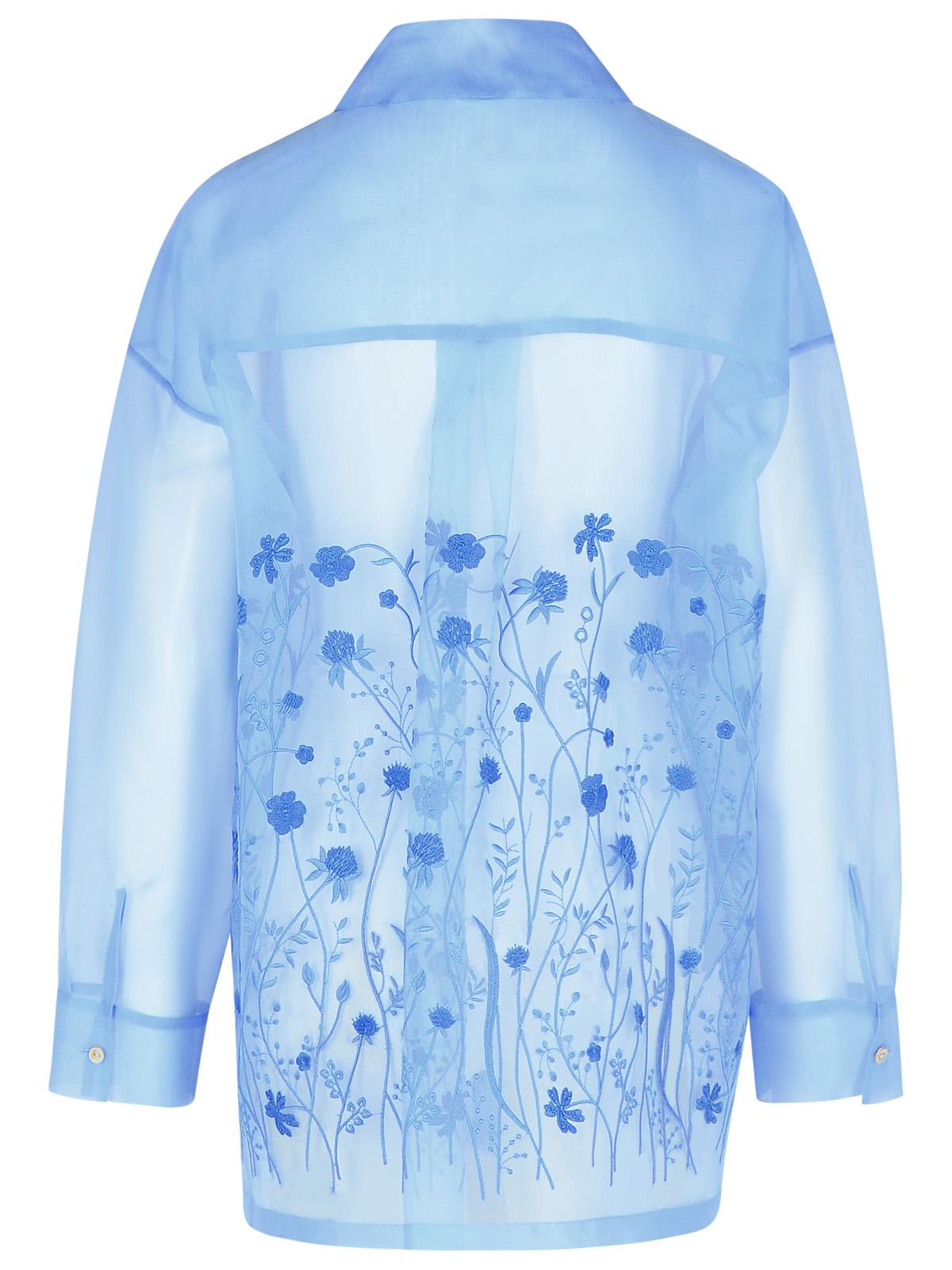P.a.r.o.s.h Fiori Light Blue Silk Shirt In Light Blue