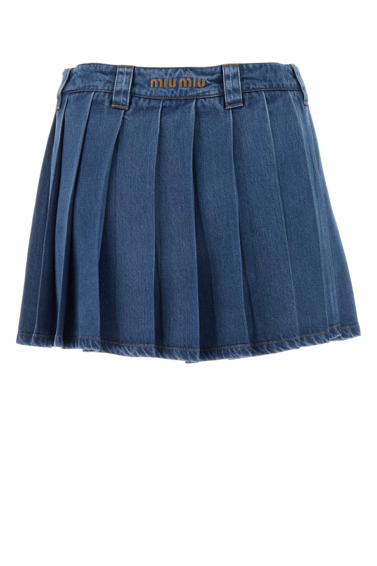 Shop Miu Miu Denim Skirt In Bleu