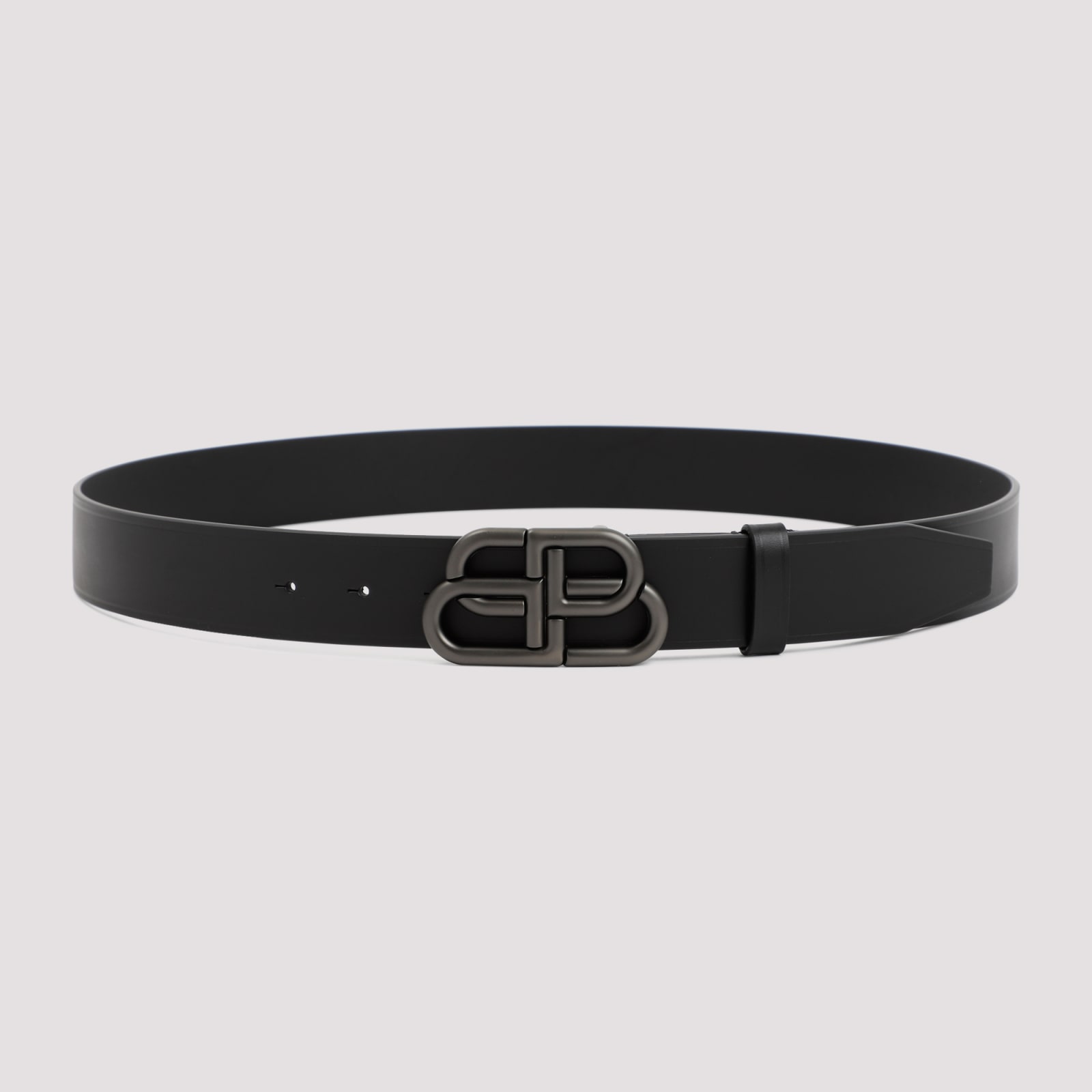 Shop Balenciaga Bb Leather Belt In Black