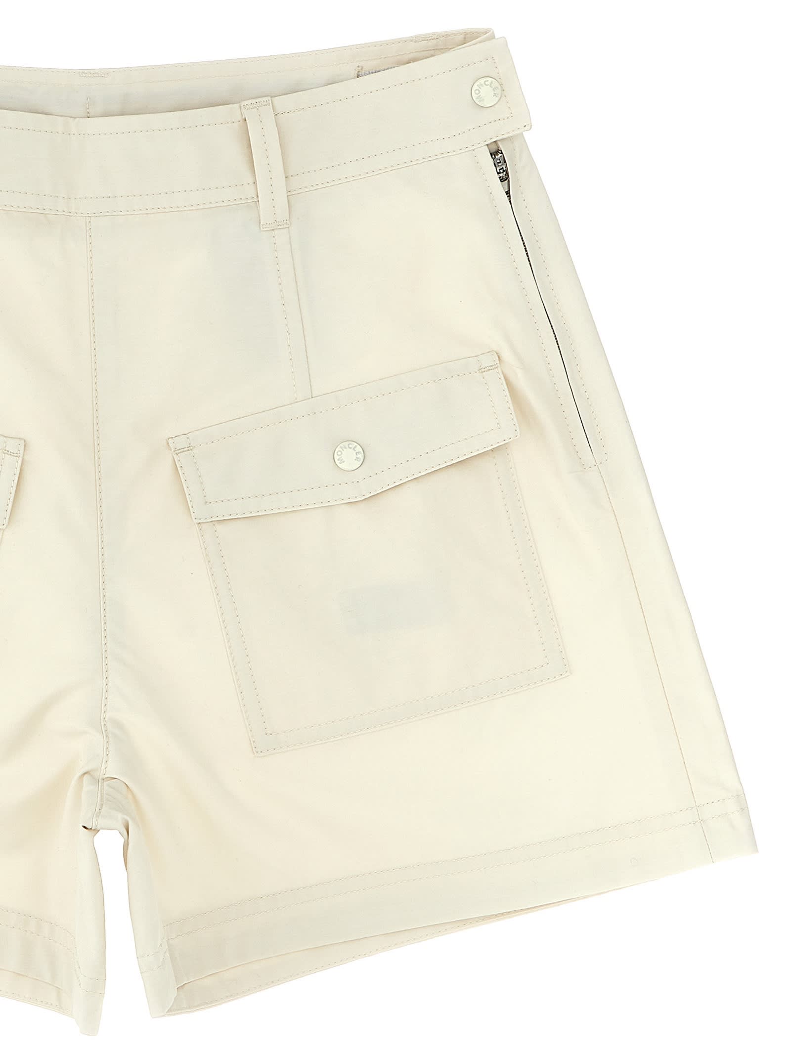 Shop Moncler Twill Shorts In White