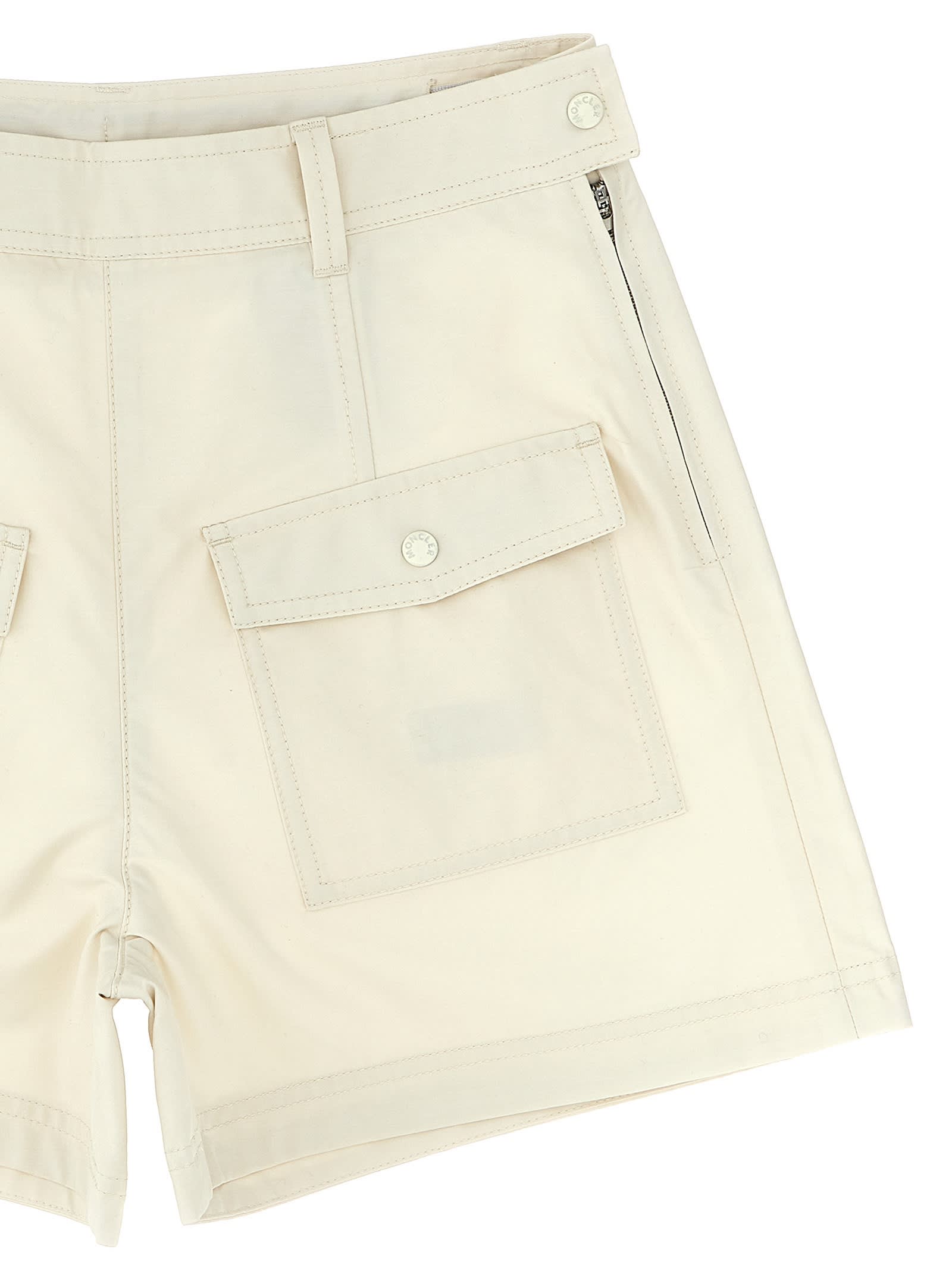 Moncler Twill Shorts In White