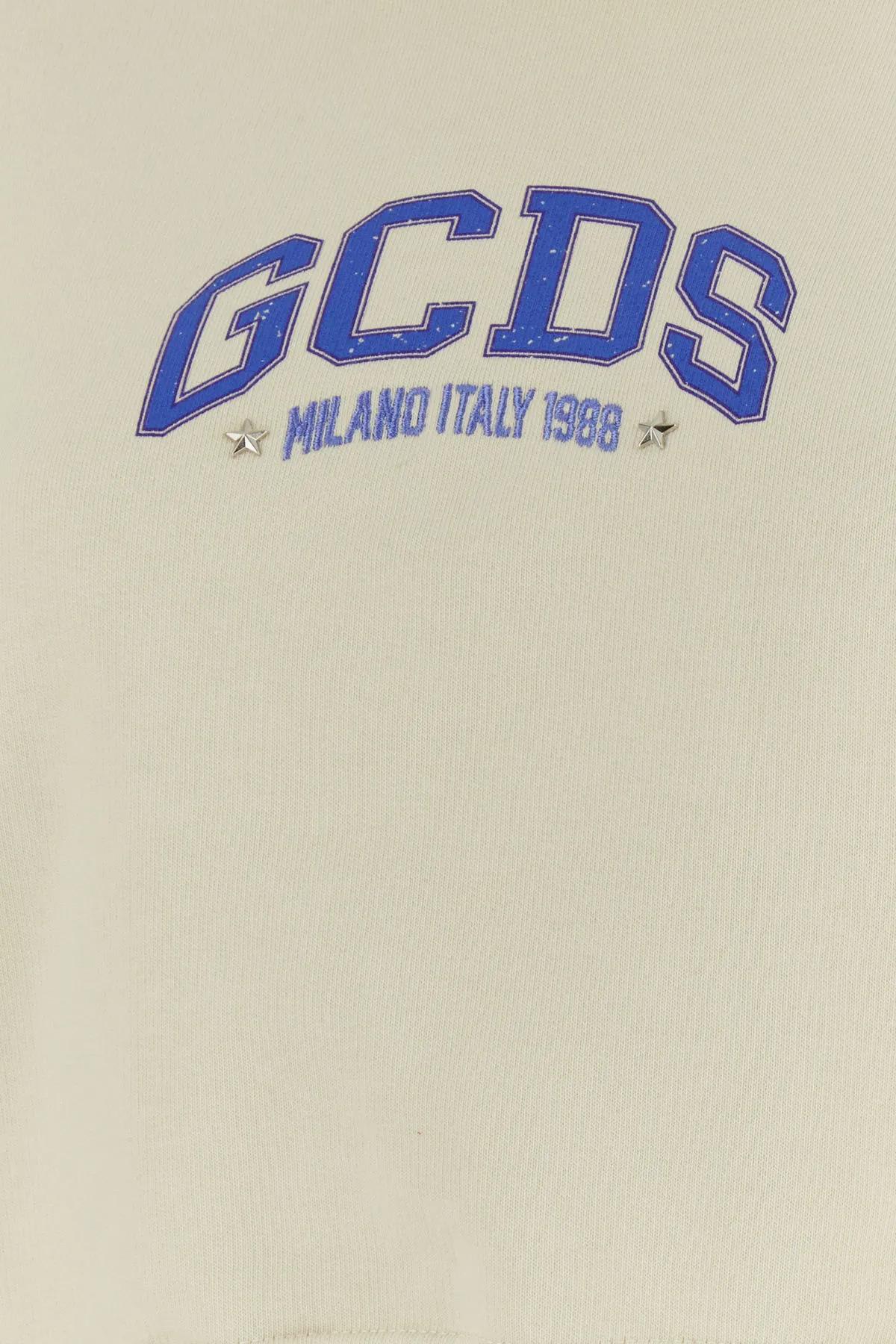Shop Gcds Cream Cotton Sweatshirt In Off White