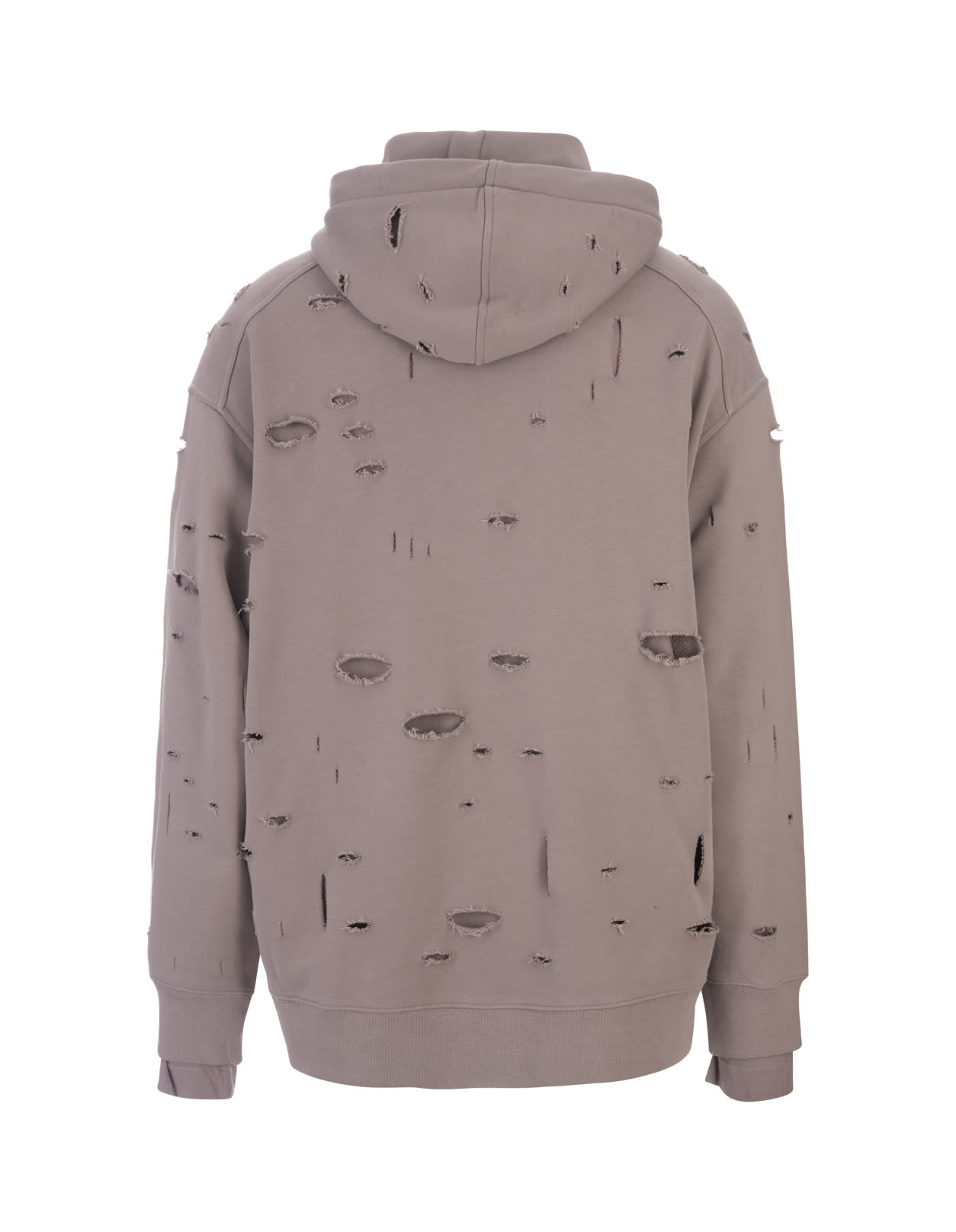 Shop Givenchy Taupe Destroyed Hoodie With Logo In Brown