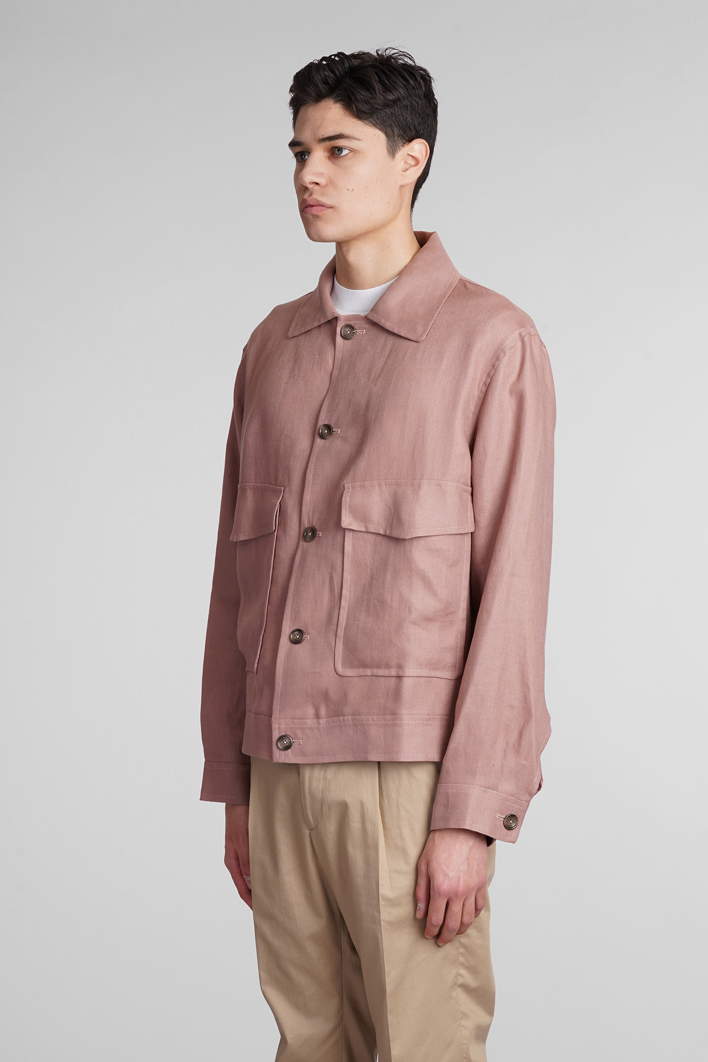 Shop Tagliatore Amir Casual Jacket In Rose-pink Linen